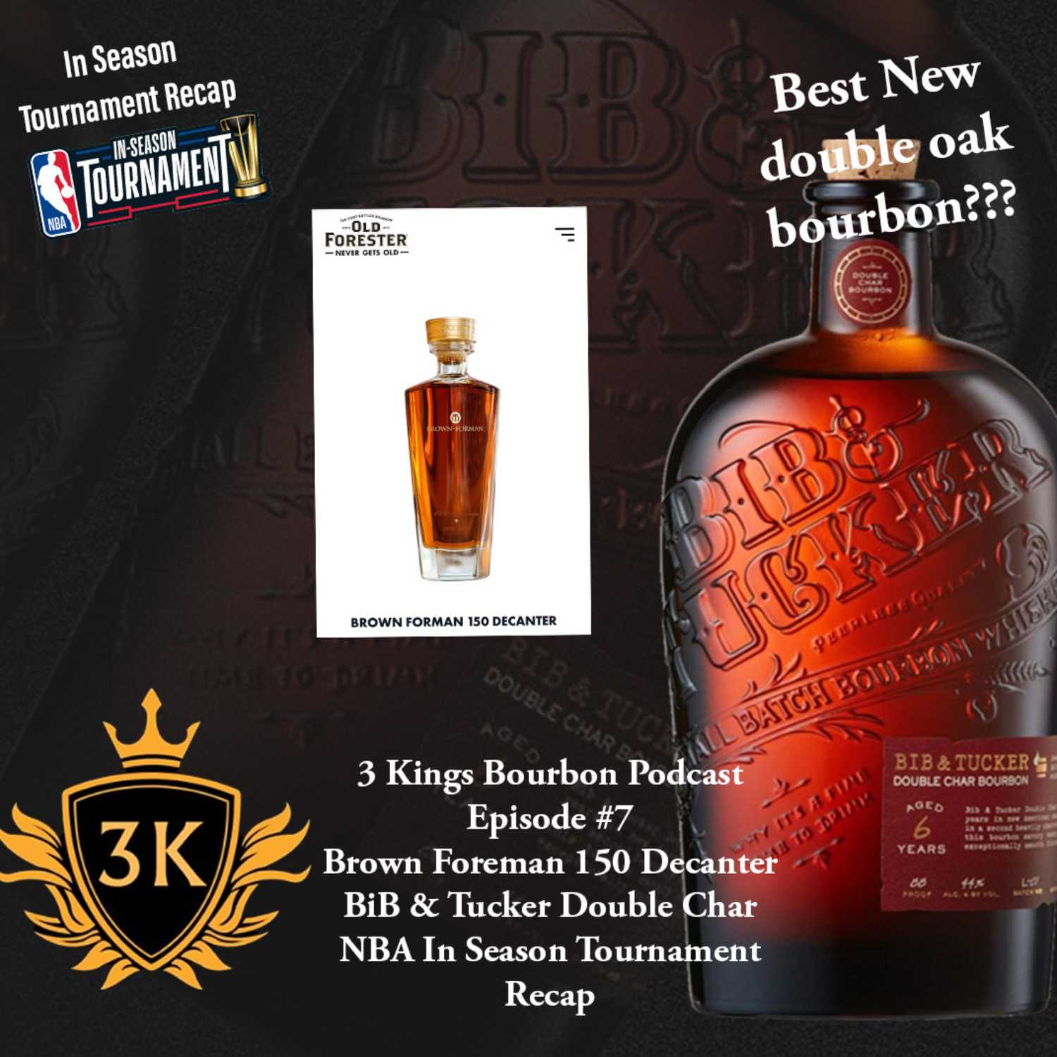 3 Kings Bourbon Podcast Episode #7 - Brown Forman 150 Decanter Release - Bib & Tucker Double Char Review - NBA In Season Tournament Recap