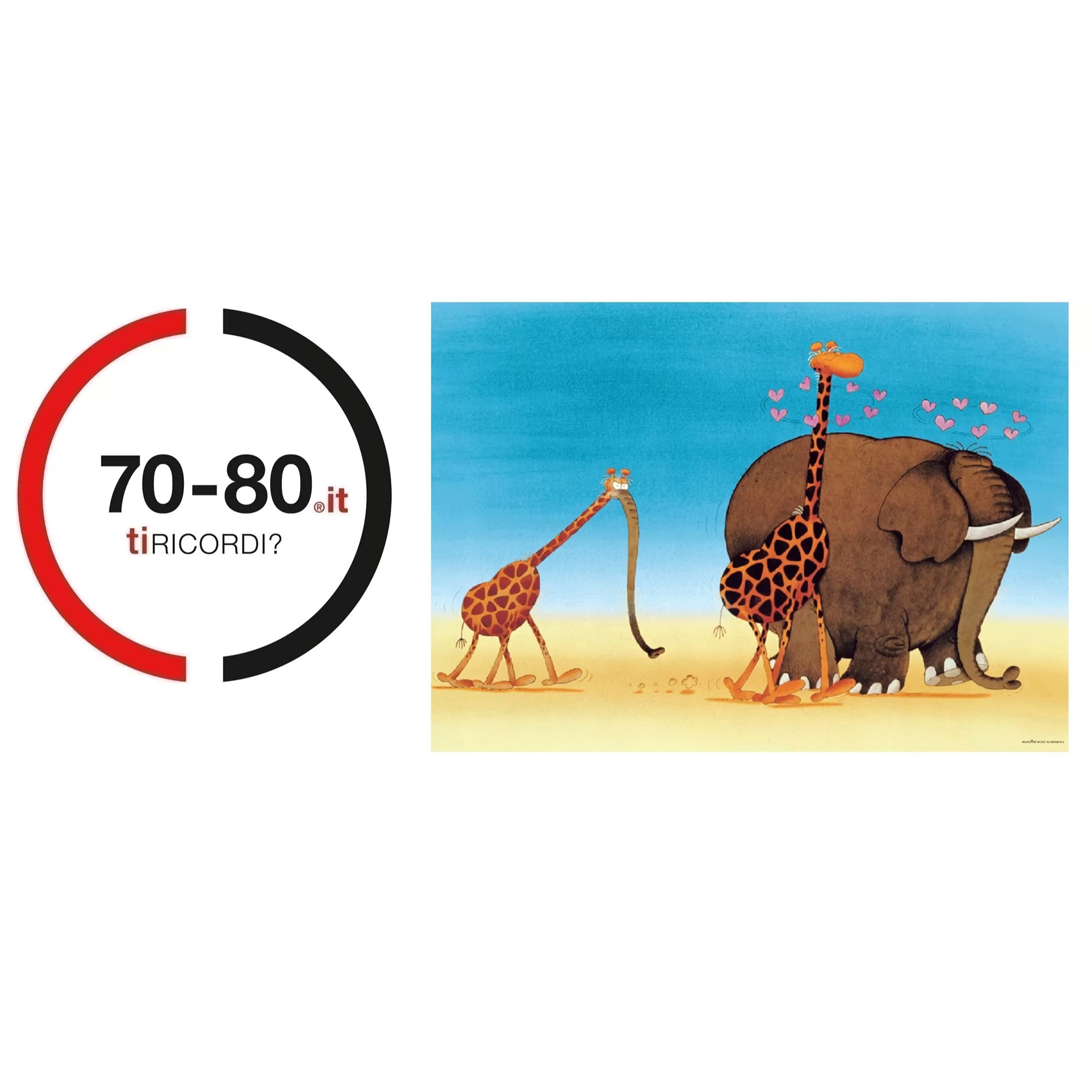 1973. Arrivano le imbarazzate Giraffe dell’argentino Mordillo, che ironizzano su loro stesse su poster, diari, strisce a fumetti episode artwork