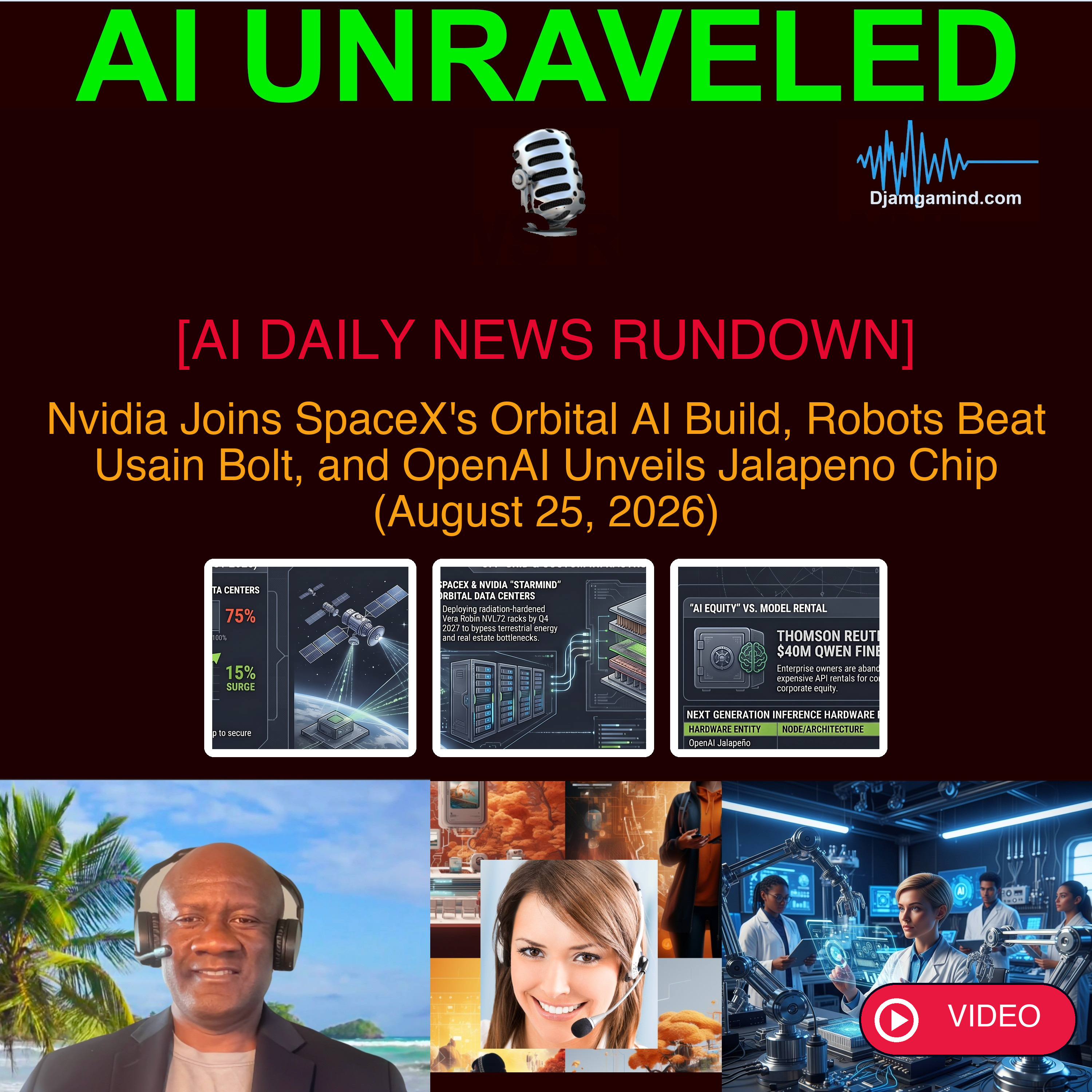 [VIDEO  DAILY NEWS RUNDOWN] Nvidia Joins SpaceX's Orbital AI Build, Robots Beat Usain Bolt, and OpenAI Unveils Jalapeno Chip (August 25, 2026) episode artwork