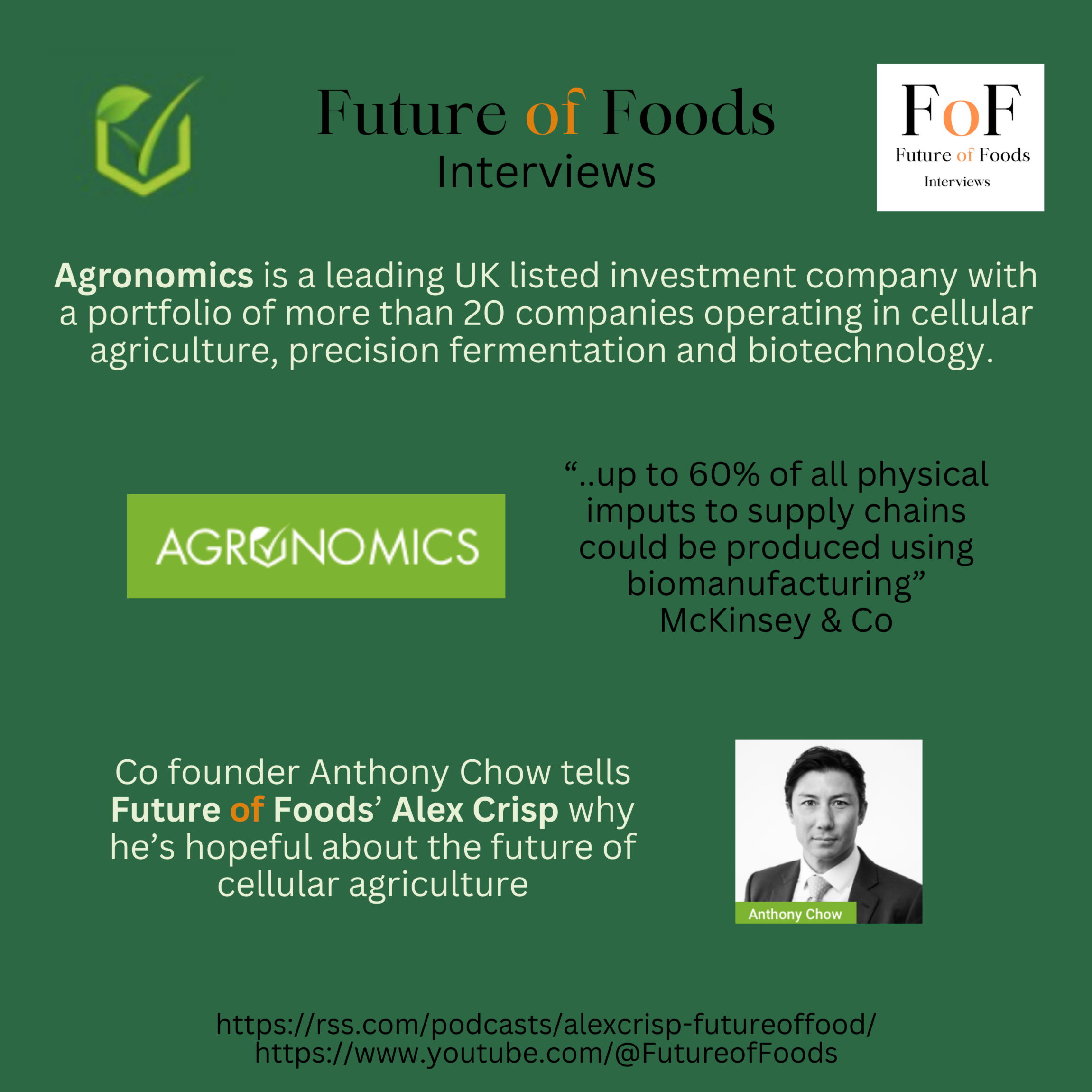 The future of cellular agriculture with Anthony Chow - Agronomics