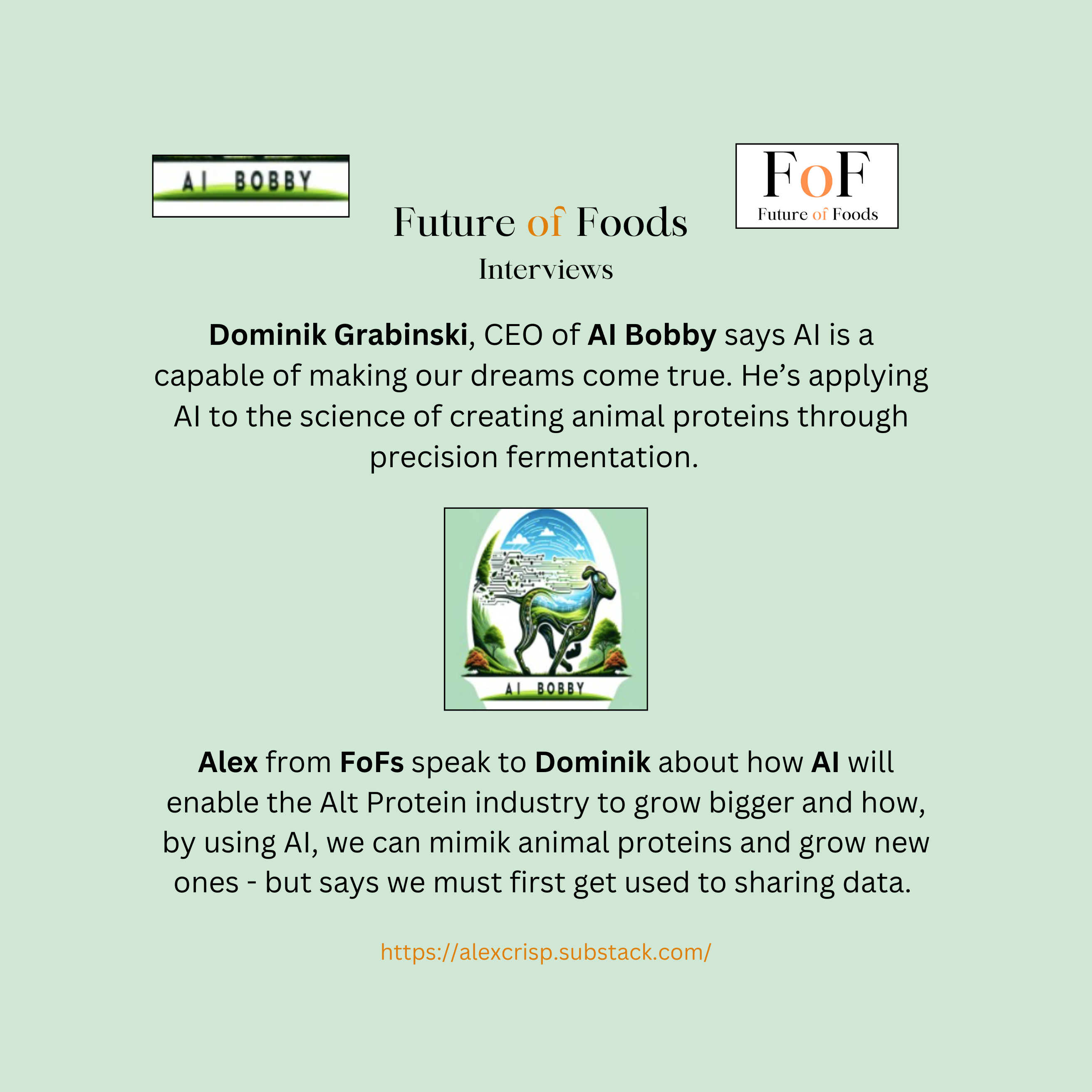 Future of Foods Interviews - Alt Proteins, Cell Agriculture, an End to Factory Farming.