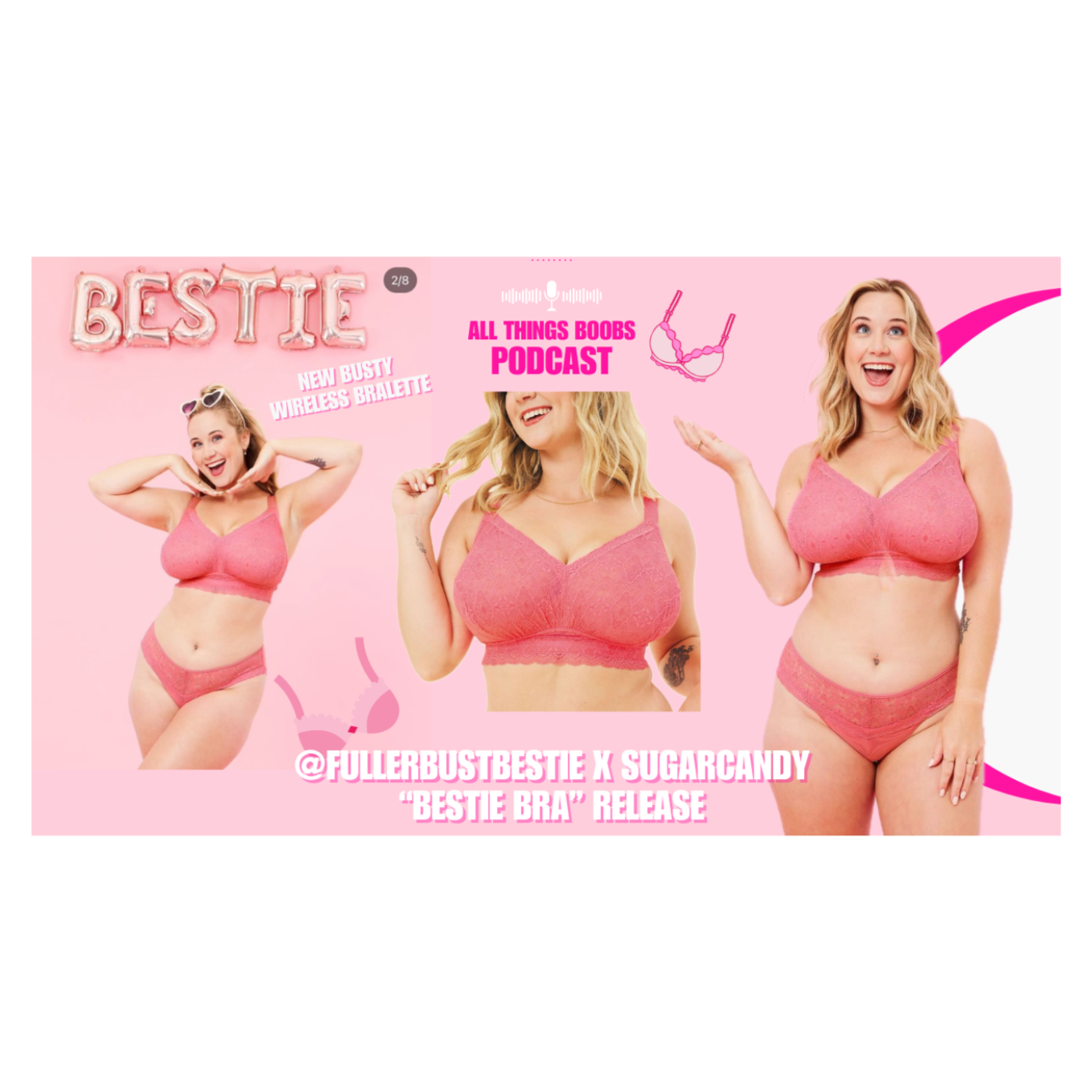 BESTIE BRA RELEASE! @fullerbustbestie x Sugarcandy collab!! New size range up to J cup!