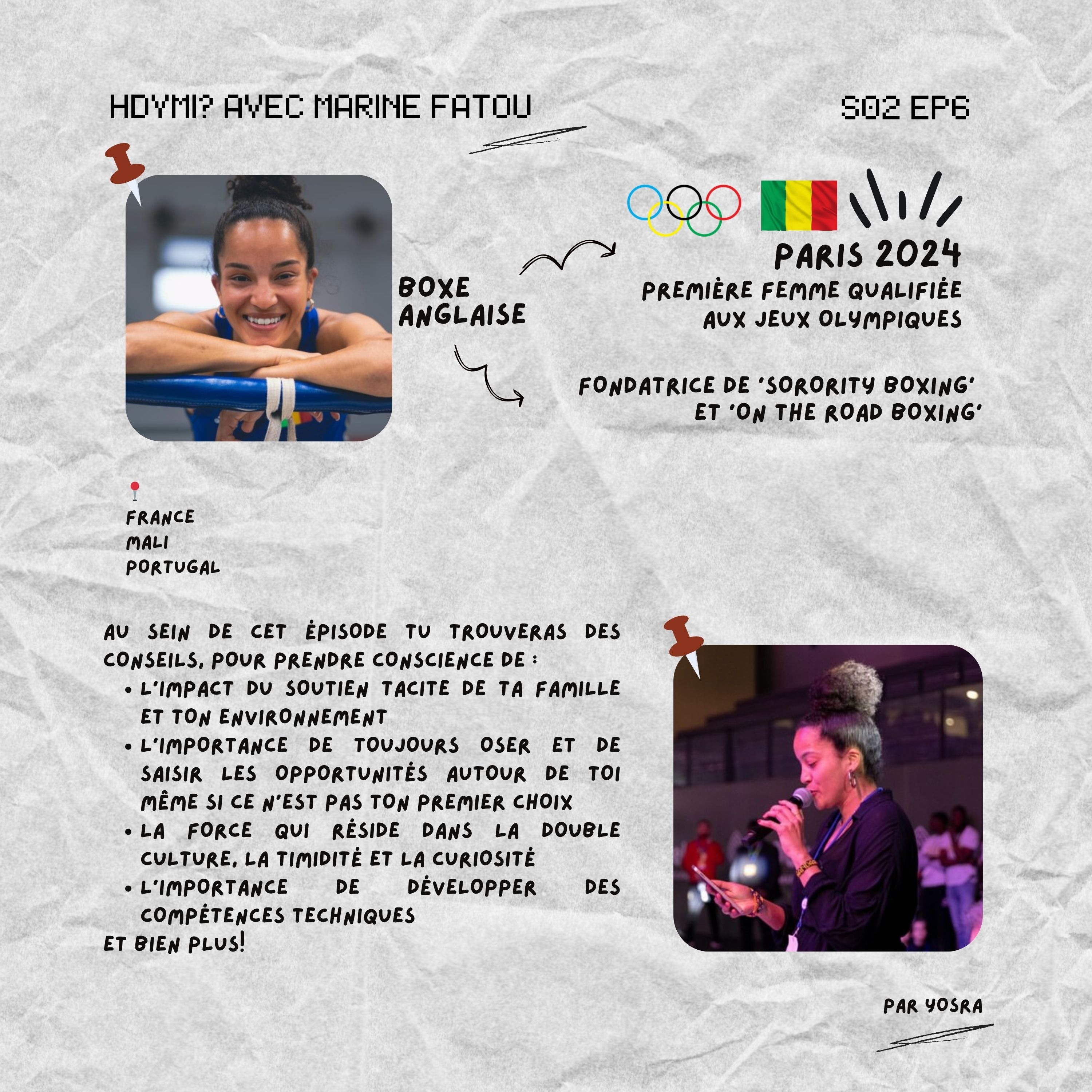 Marine Fatou Camara, te rappelle le rôle clé de la curiosité dans ton parcours, la richesse de ta double culture, la force derrière ta timidité, en tant que Première Boxeuse Olympique Malienne, Entrepreneuse et consultante média episode artwork