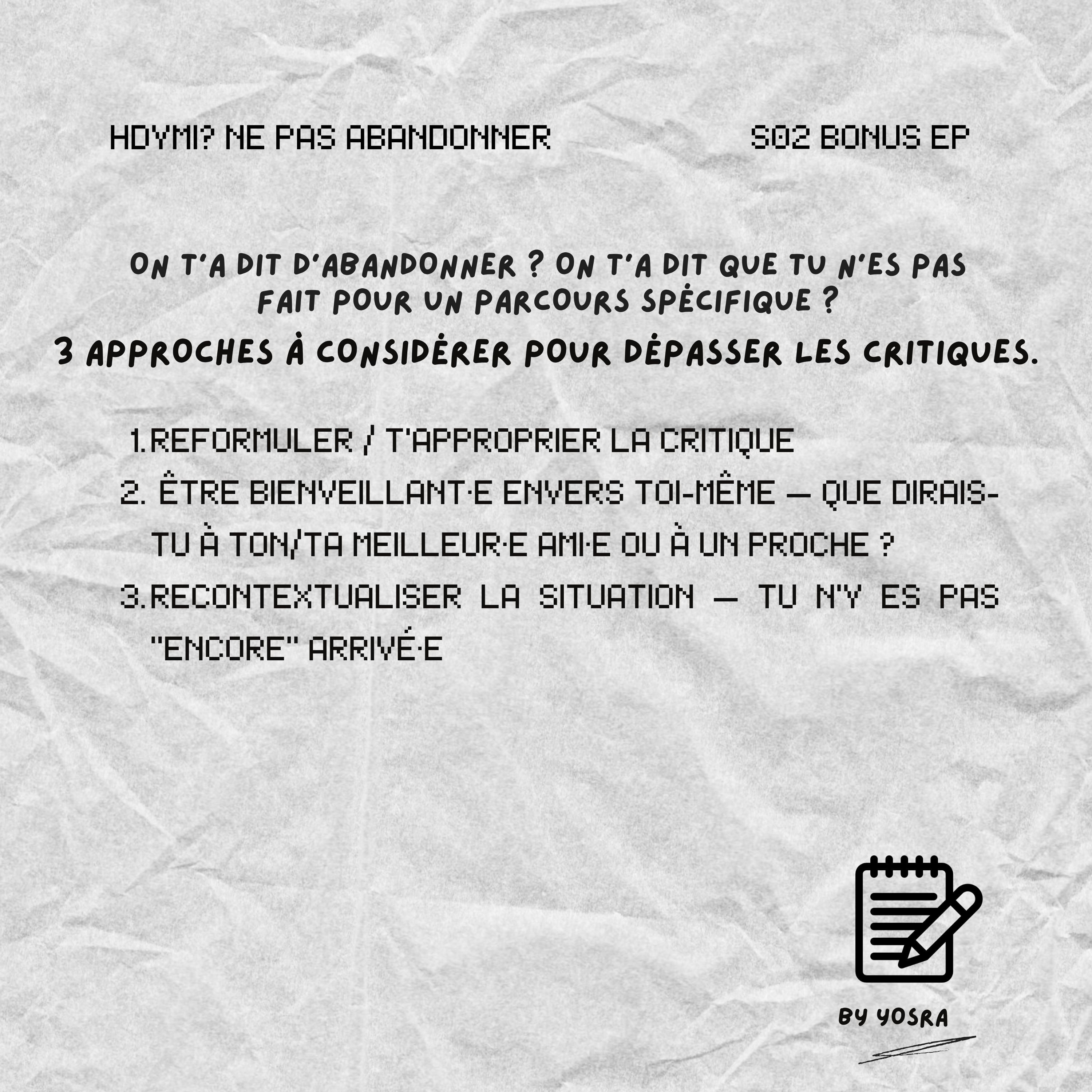 Commence par ces trois approches quand on te dit d'abandonner ou que tu n'es pas fait/faite pour ça ! episode artwork