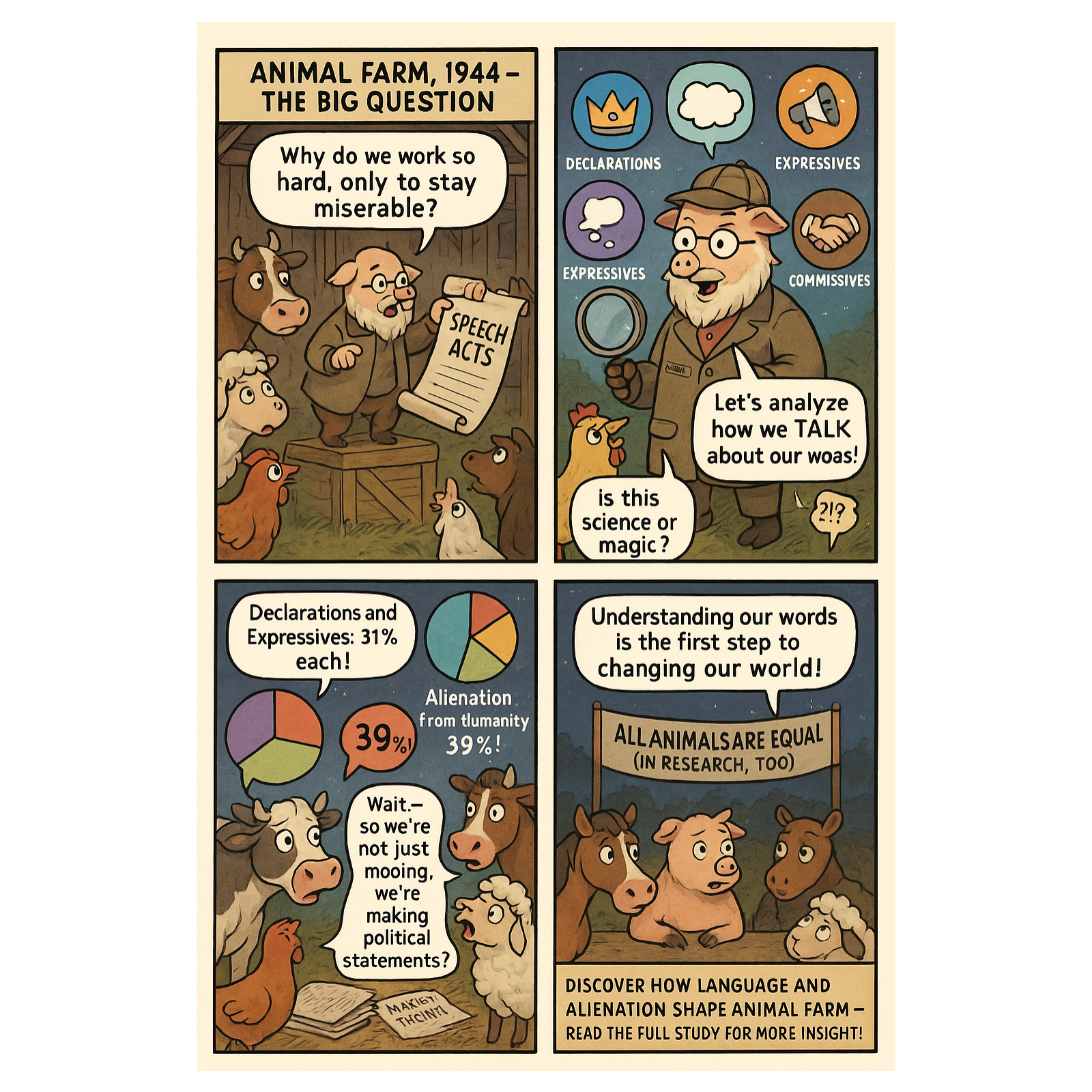 Animal Farm by George Orwell "Speech Act" Detection and Alienation Motif Symbol Operator Corpus Anal podcast artwork