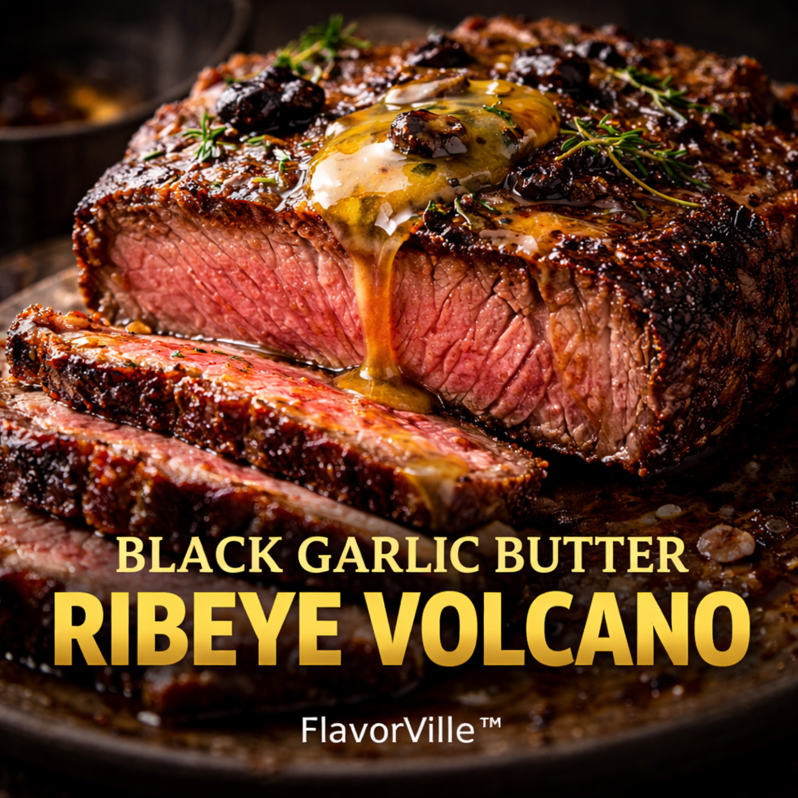 BLACK GARLIC BUTTER  RIBEYE VOLCANO  FlavorVille™