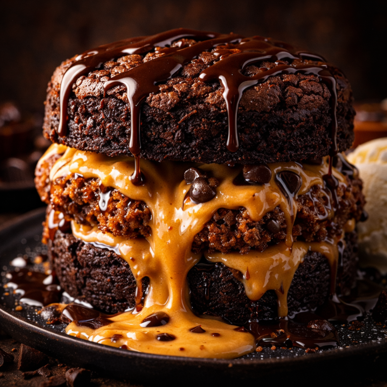 Molten Peanut Butter Brownie Burger (FlavorVille™)  