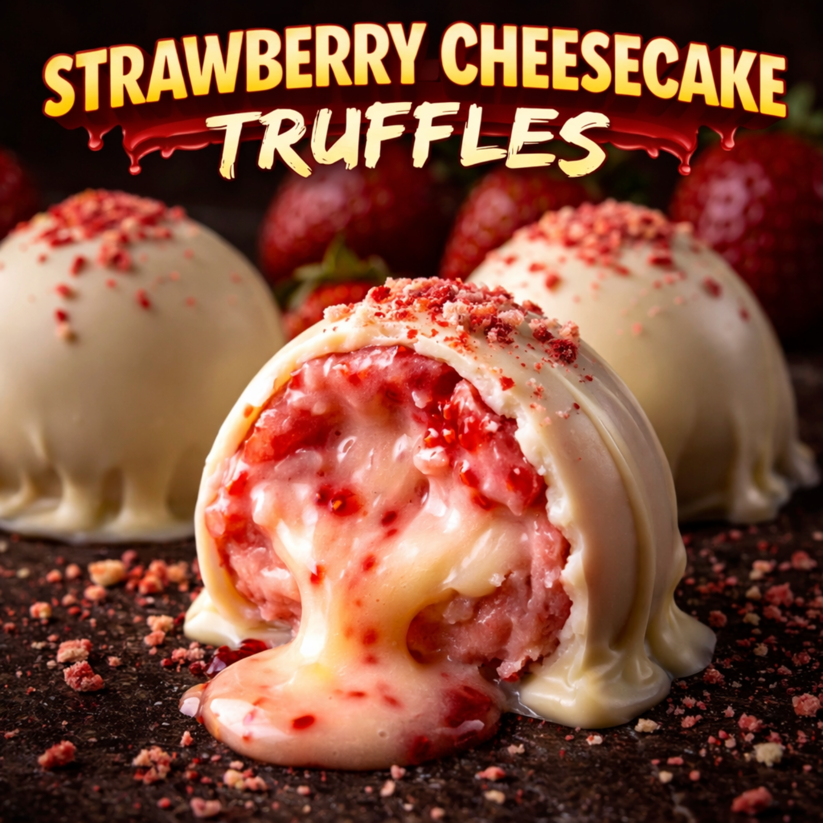 Strawberry Cheesecake Lava Truffles 