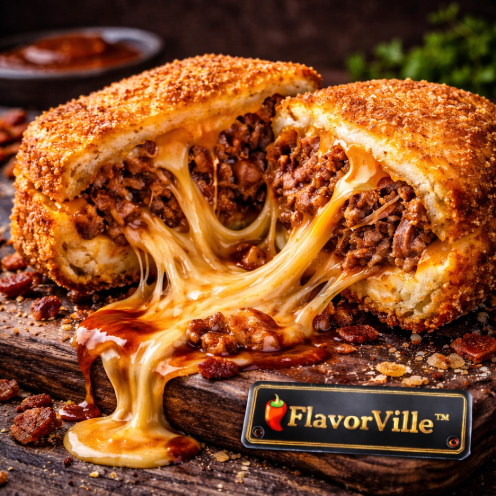 Deep Fried Pulled Pork Grilled Cheese Explosion 