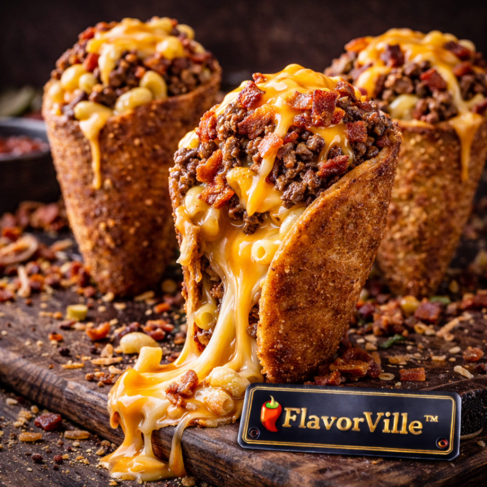 Loaded Mac & Cheese Taco Cones 