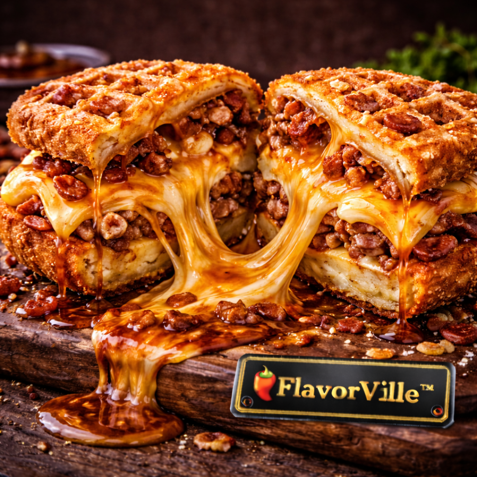 Deep Fried Bacon Egg & Cheese Waffle Bomb 