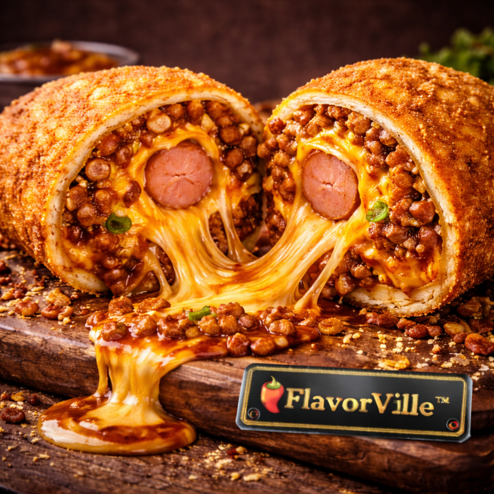 Deep Fried Chili Cheese Corn Dog Burrito 