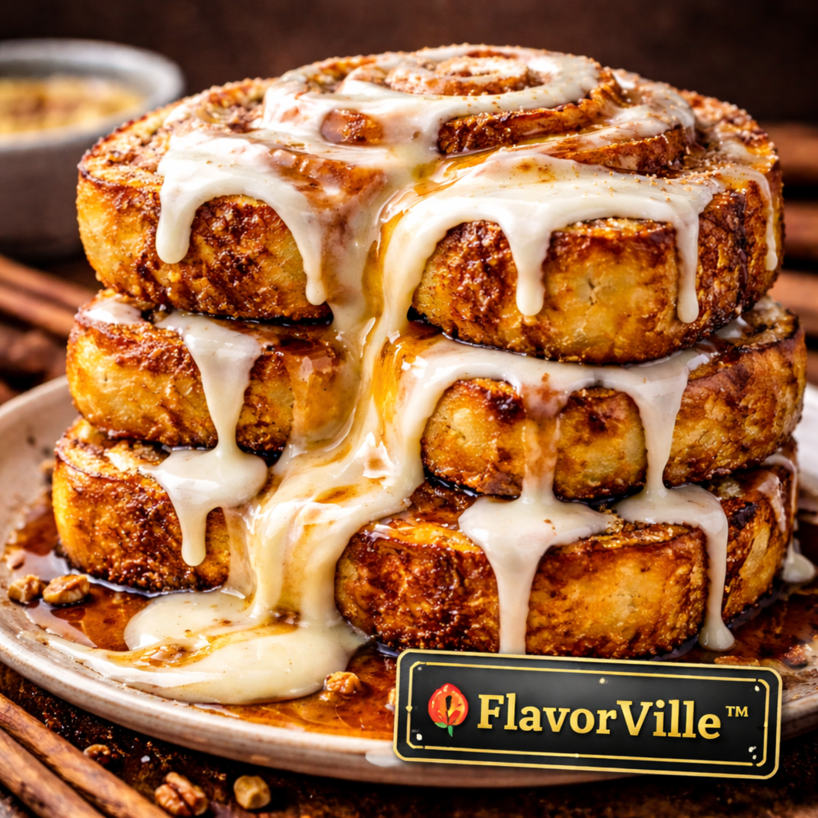 Cinnamon Roll French Toast Stack 