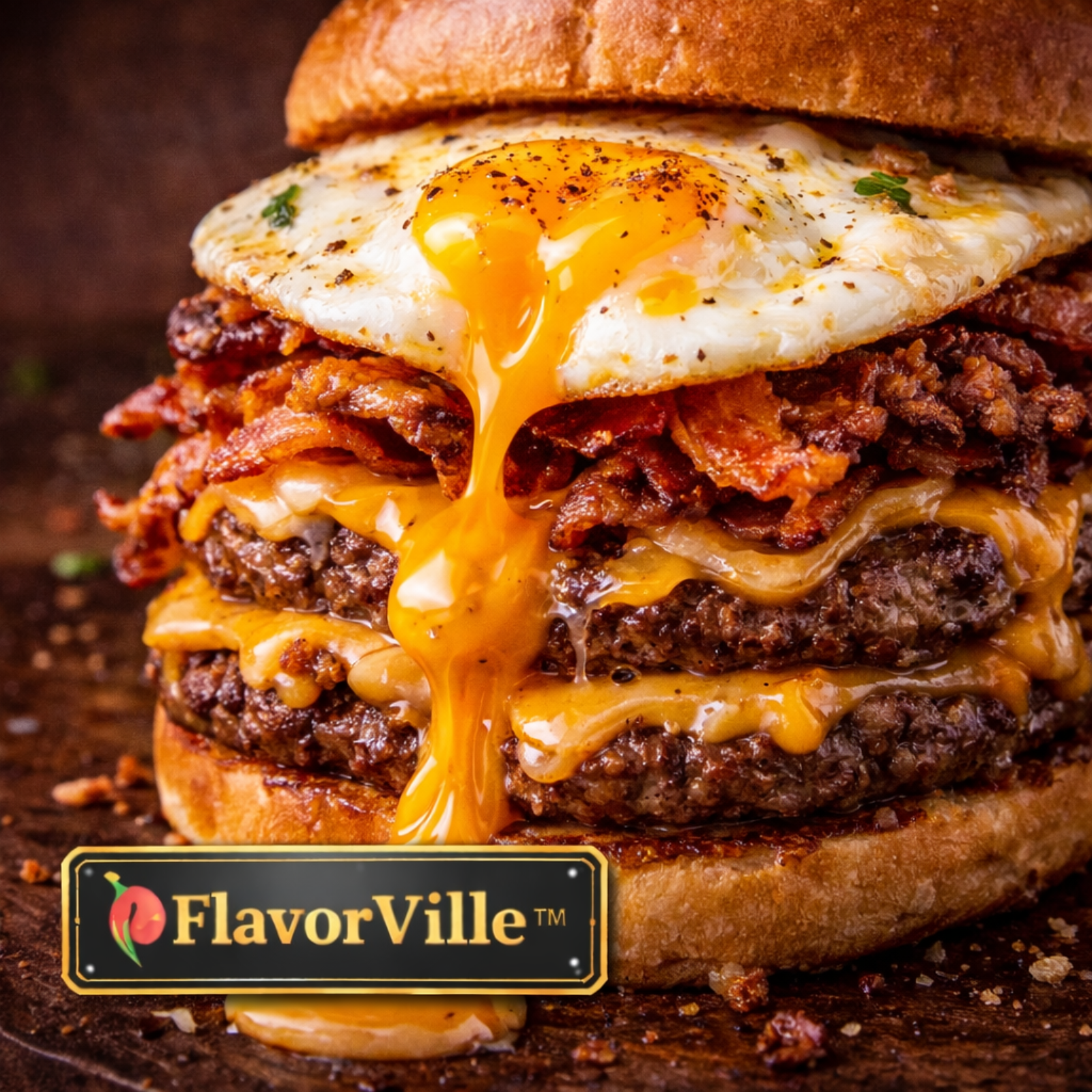 Breakfast Bacon Cheeseburger Stack 