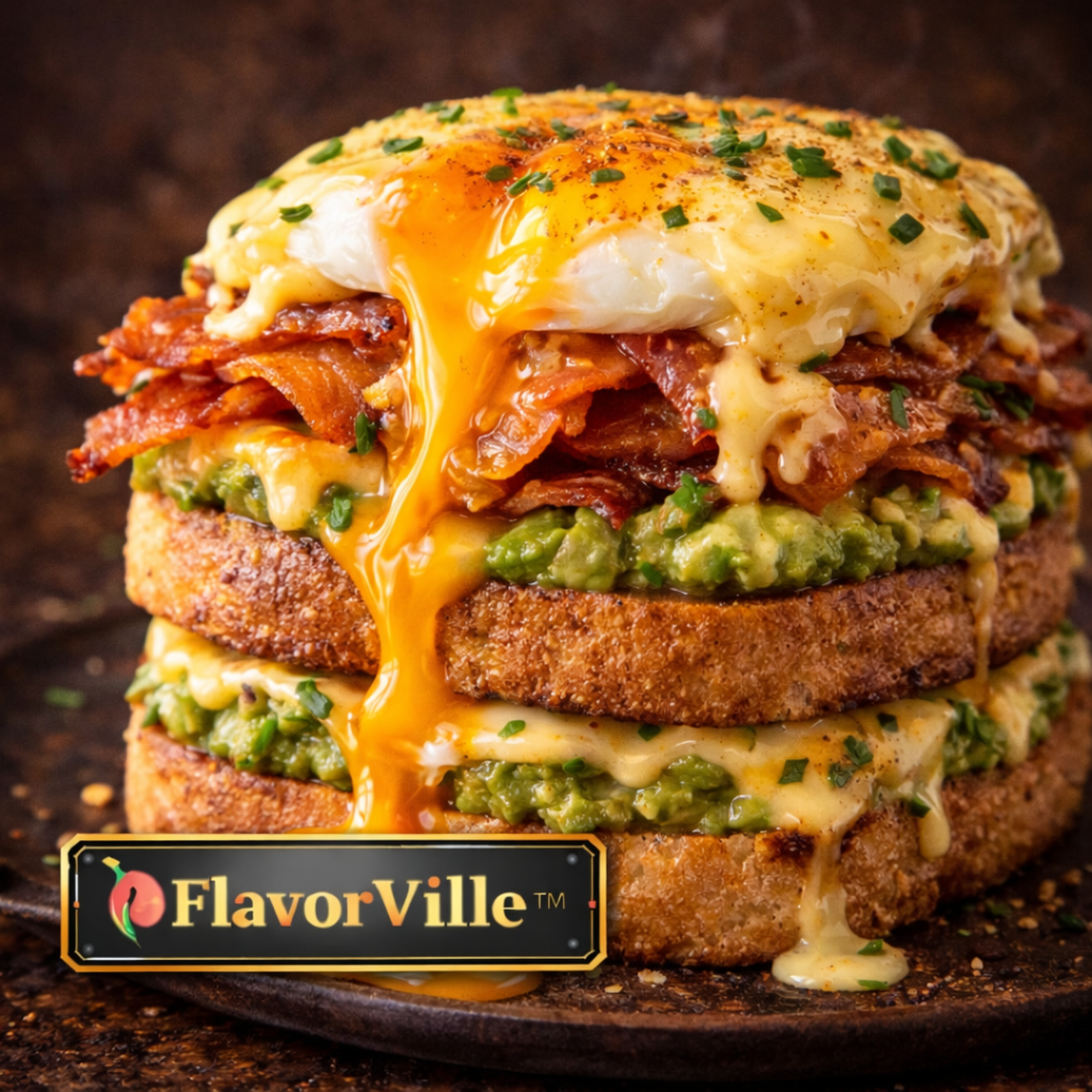 Loaded Avocado Egg Melt Toast Stack