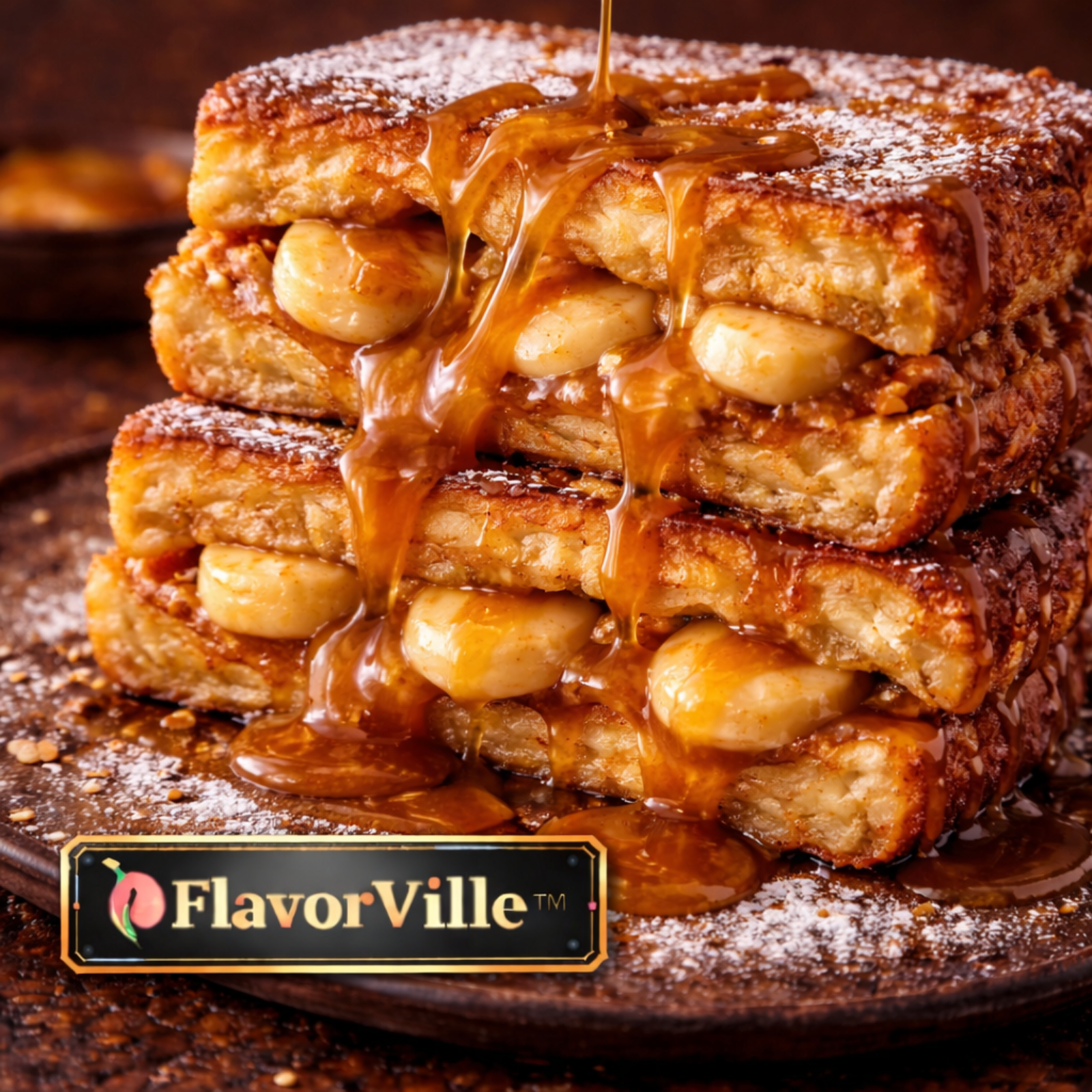 Banana Caramel Stuffed French Toast Melt 