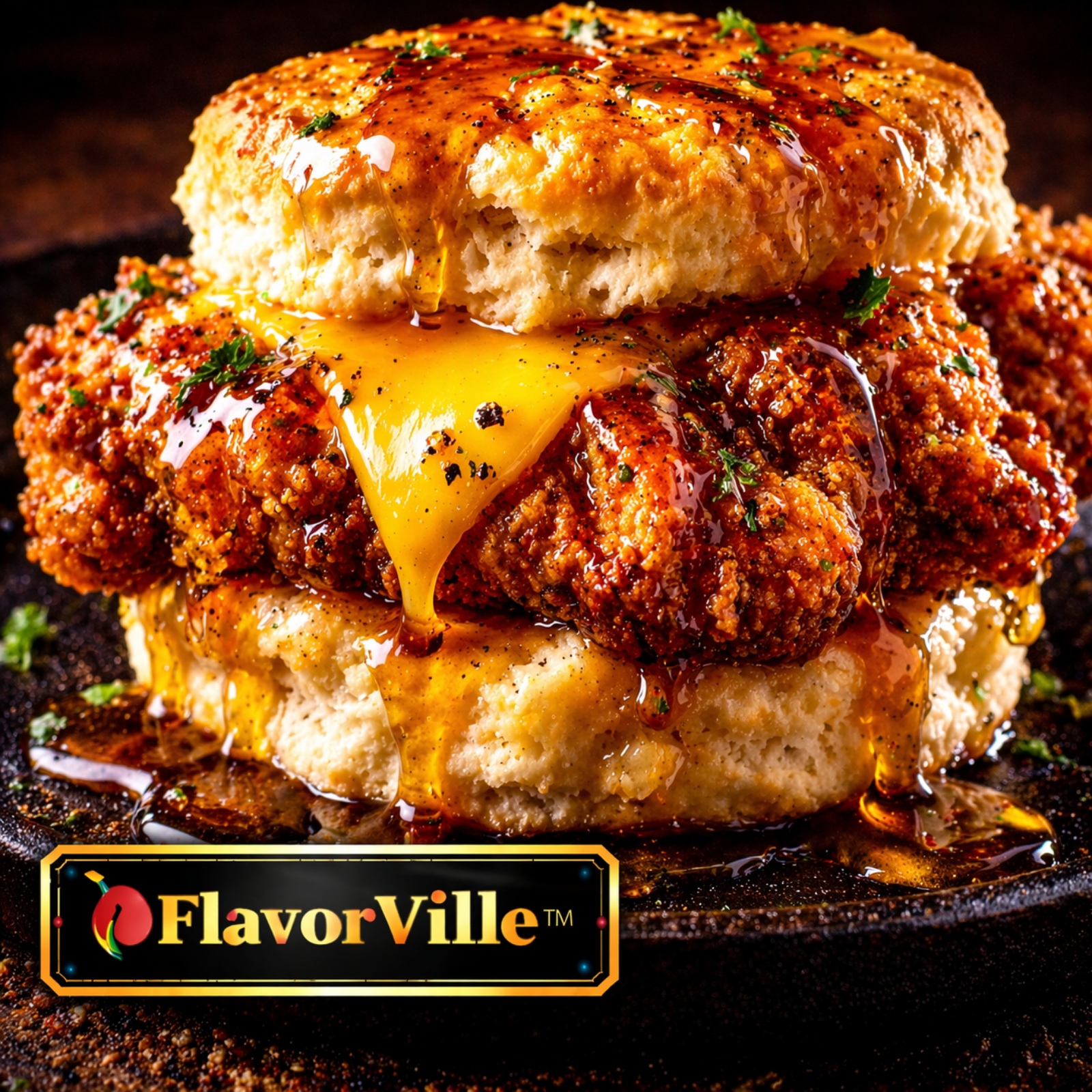 Honey Butter Fried Chicken Biscuit Melt 