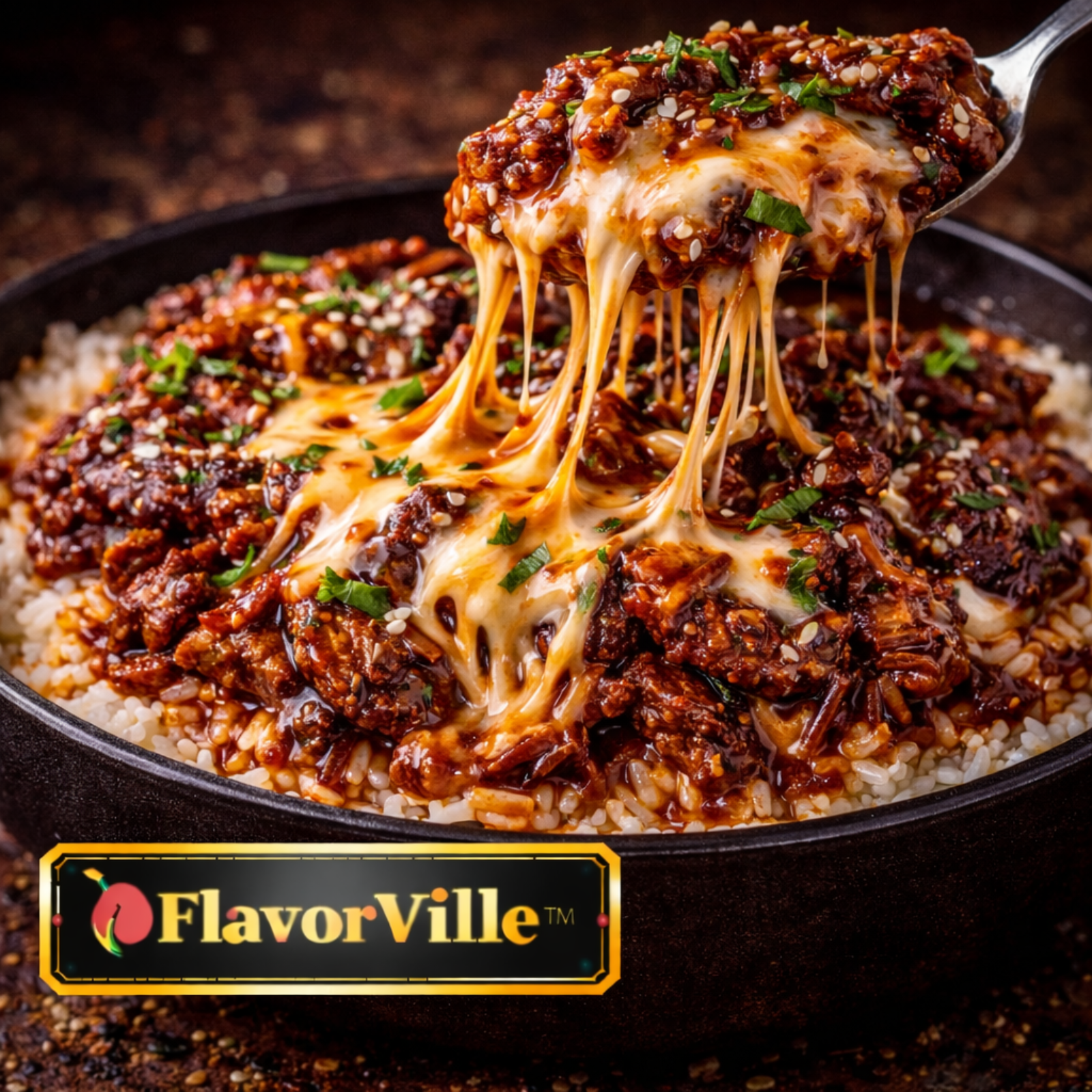 Korean BBQ Beef Cheese Rice Melt