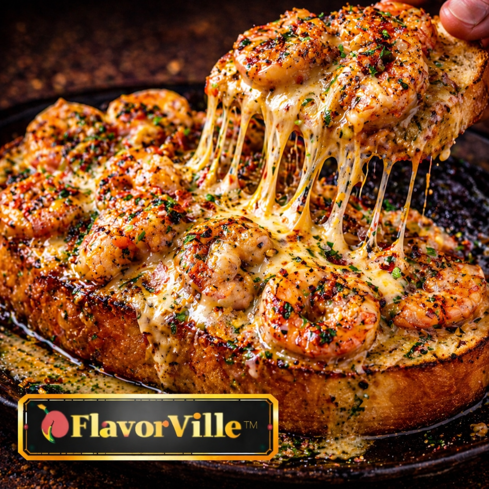 Loaded Shrimp Scampi Garlic Bread Melt 