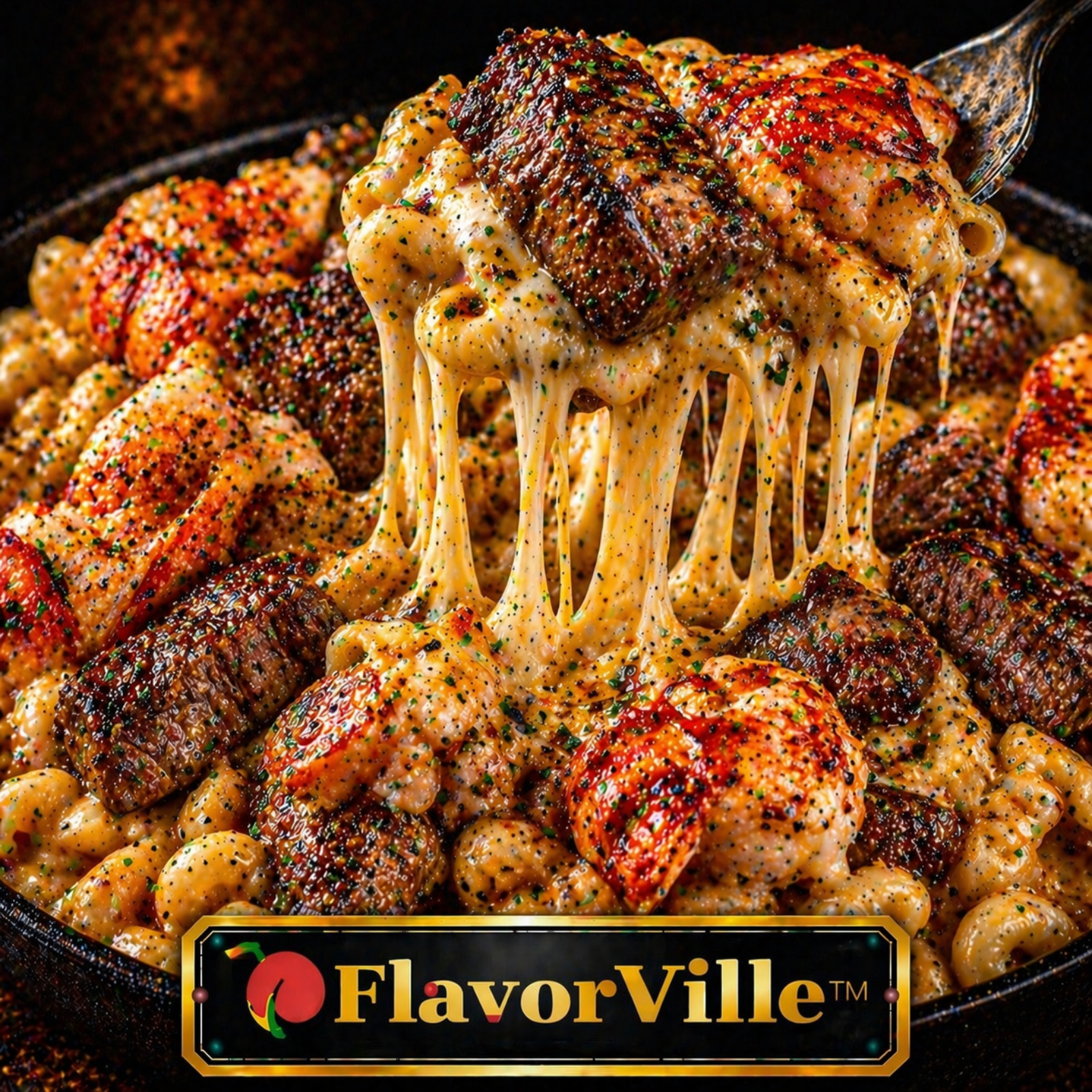 Garlic Butter Steak & Lobster Mac Melt 