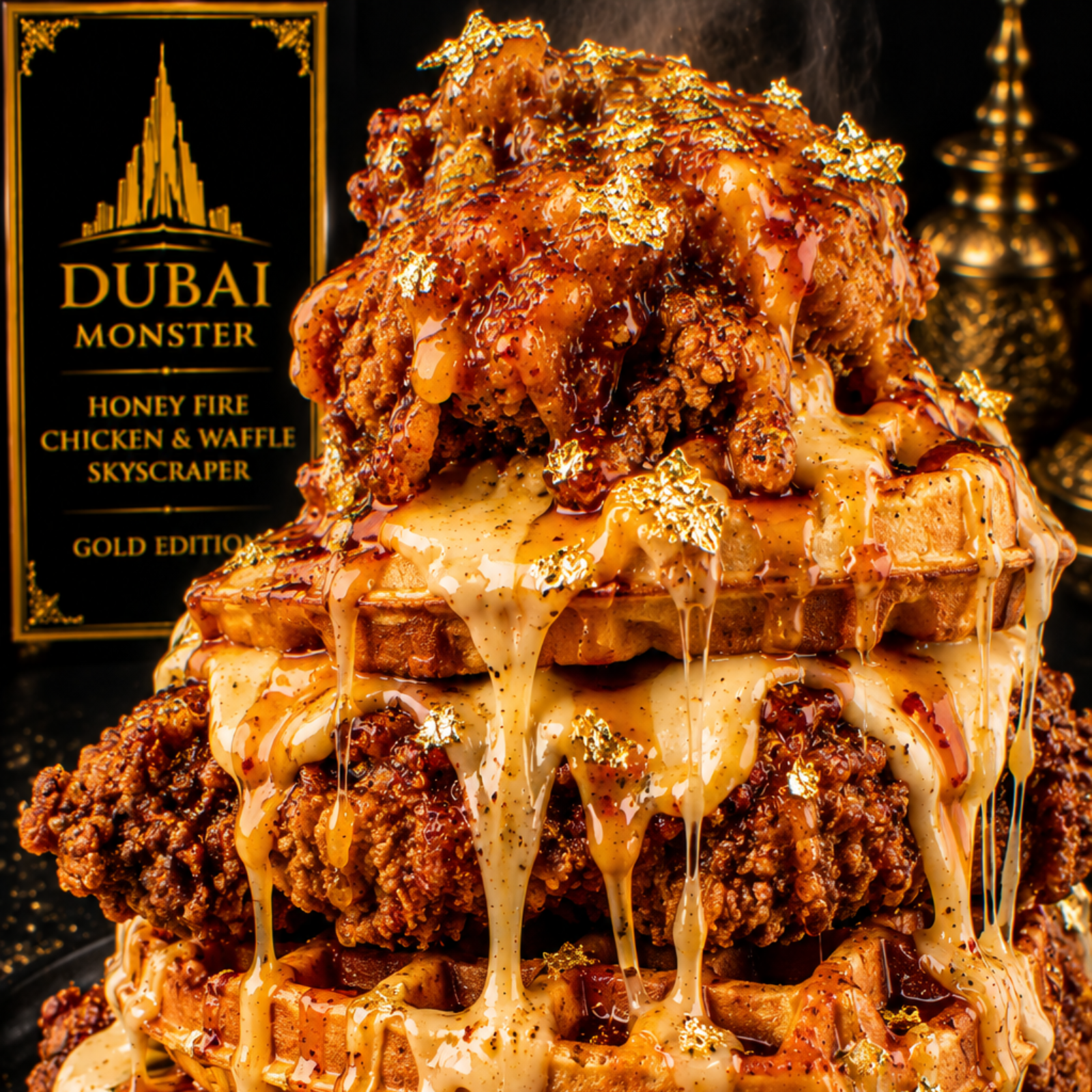Dubai Honey Fire Chicken & Waffle Skyscraper (FlavorVille™)