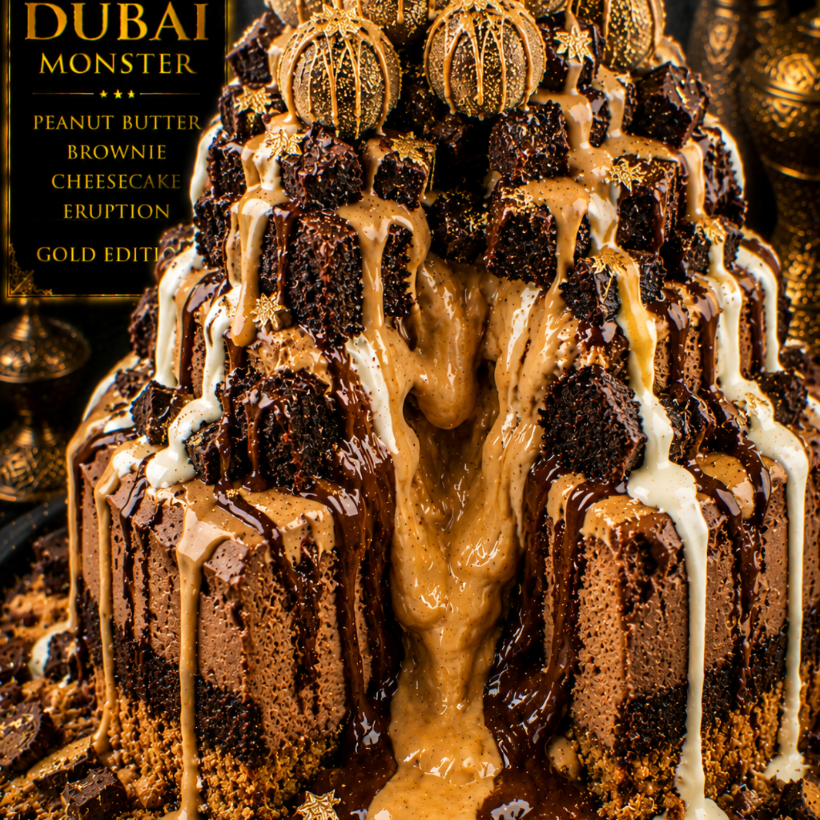 Dubai Peanut Butter Brownie Cheesecake Eruption (FlavorVille™)