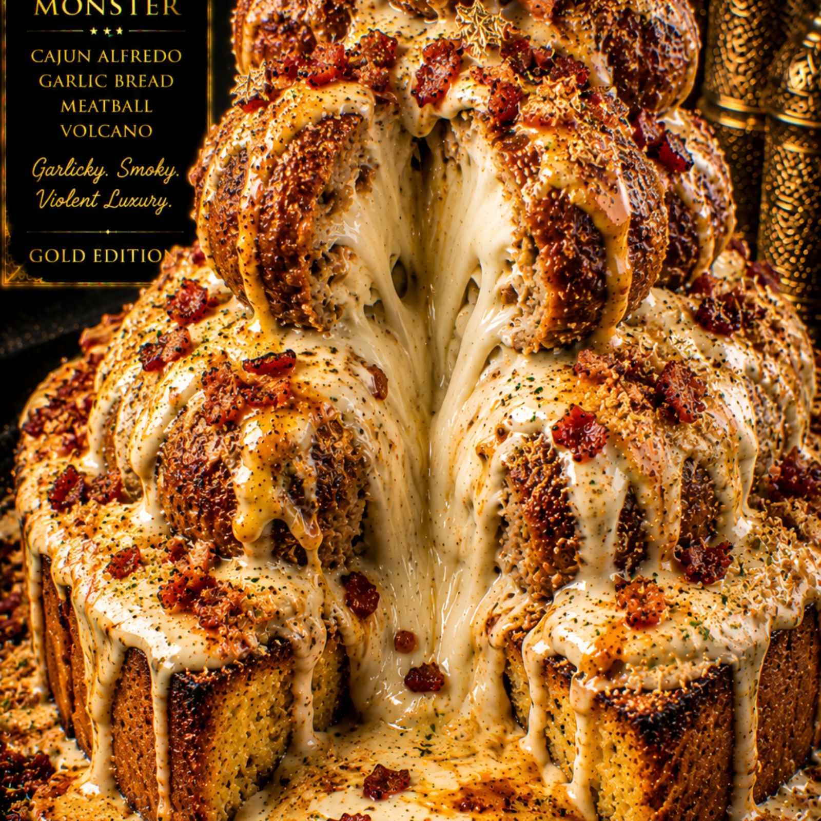 Cajun Alfredo Garlic Bread Meatball Volcano (FlavorVille™)