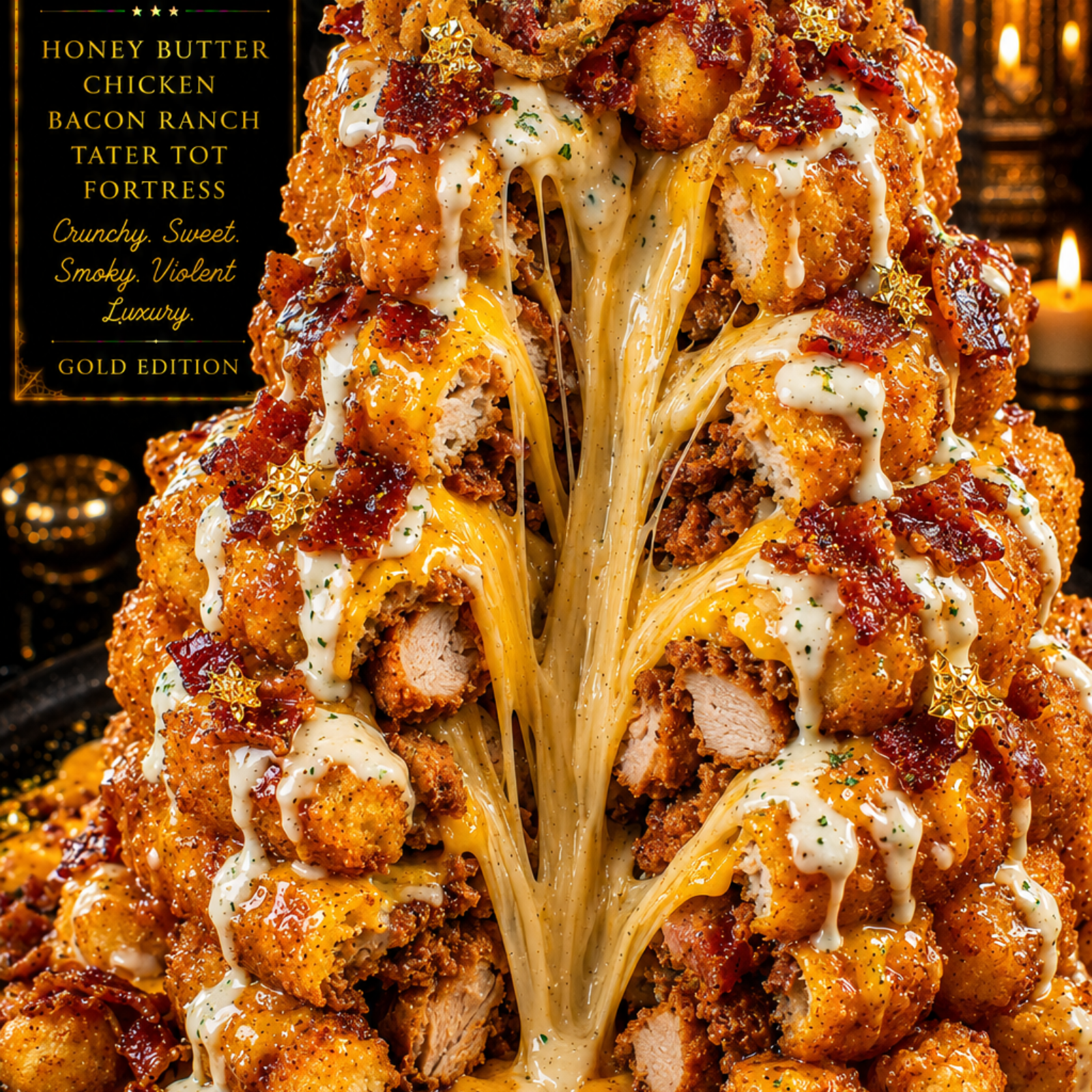 Honey Butter Chicken Bacon Ranch Tater Tot Fortress (FlavorVille™)