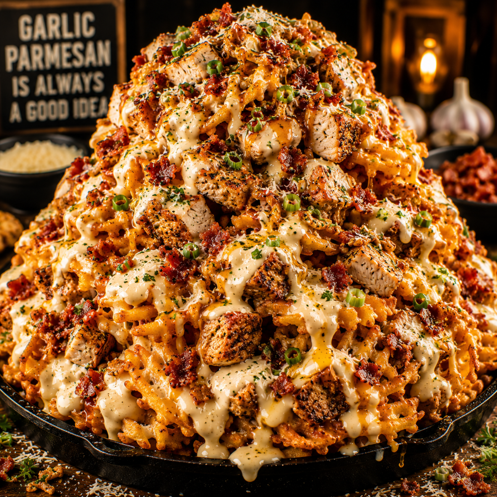 FLAVORVILLE™ GARLIC PARMESAN CHICKEN BACON WAFFLE FRY MOUNTAIN episode artwork