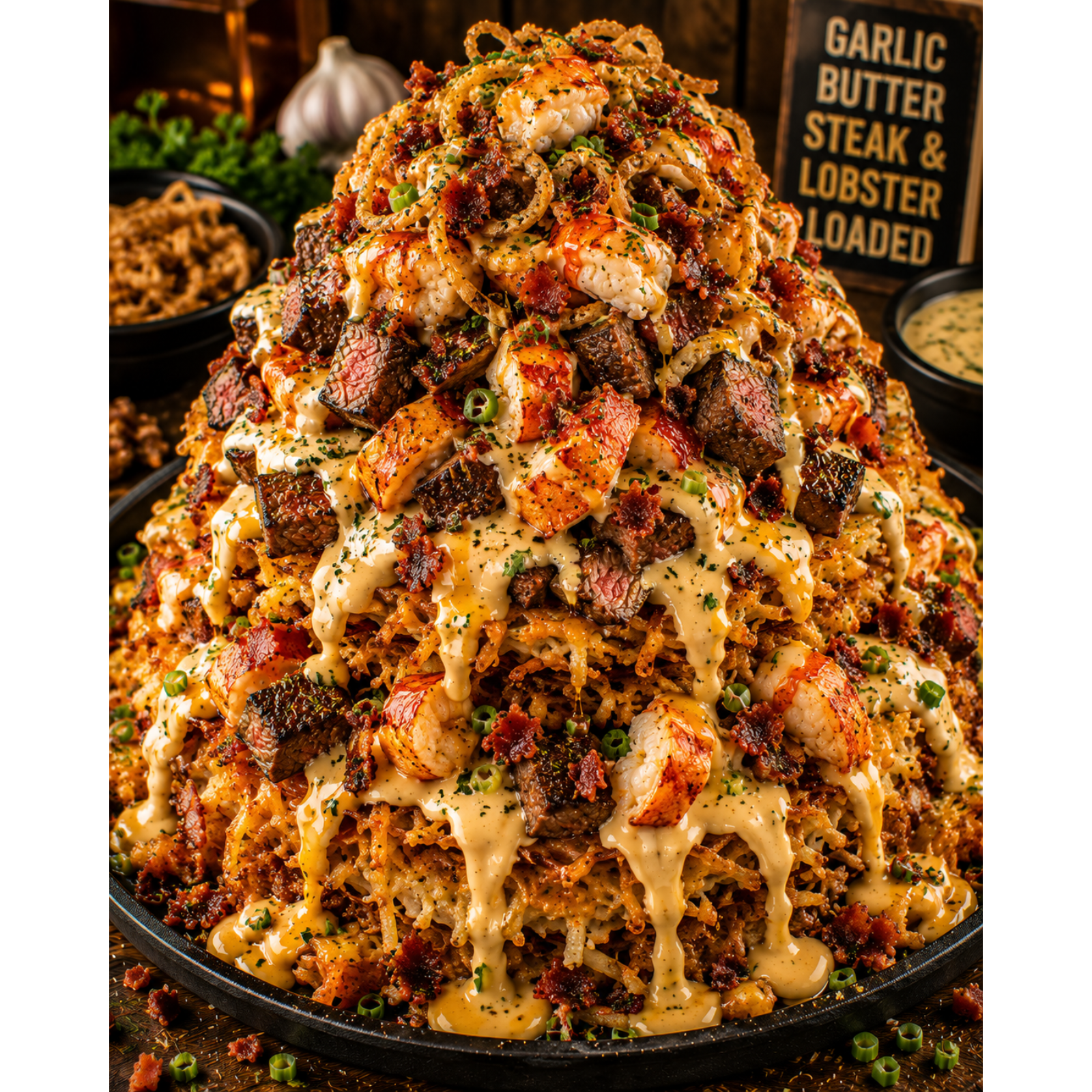 FLAVORVILLE™ GARLIC BUTTER STEAK AND LOBSTER LOADED HASH BROWN CASTLE episode artwork