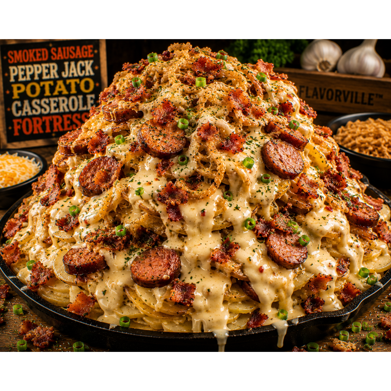 FLAVORVILLE™ SMOKED SAUSAGE PEPPER JACK POTATO CASSEROLE FORTRESS episode artwork