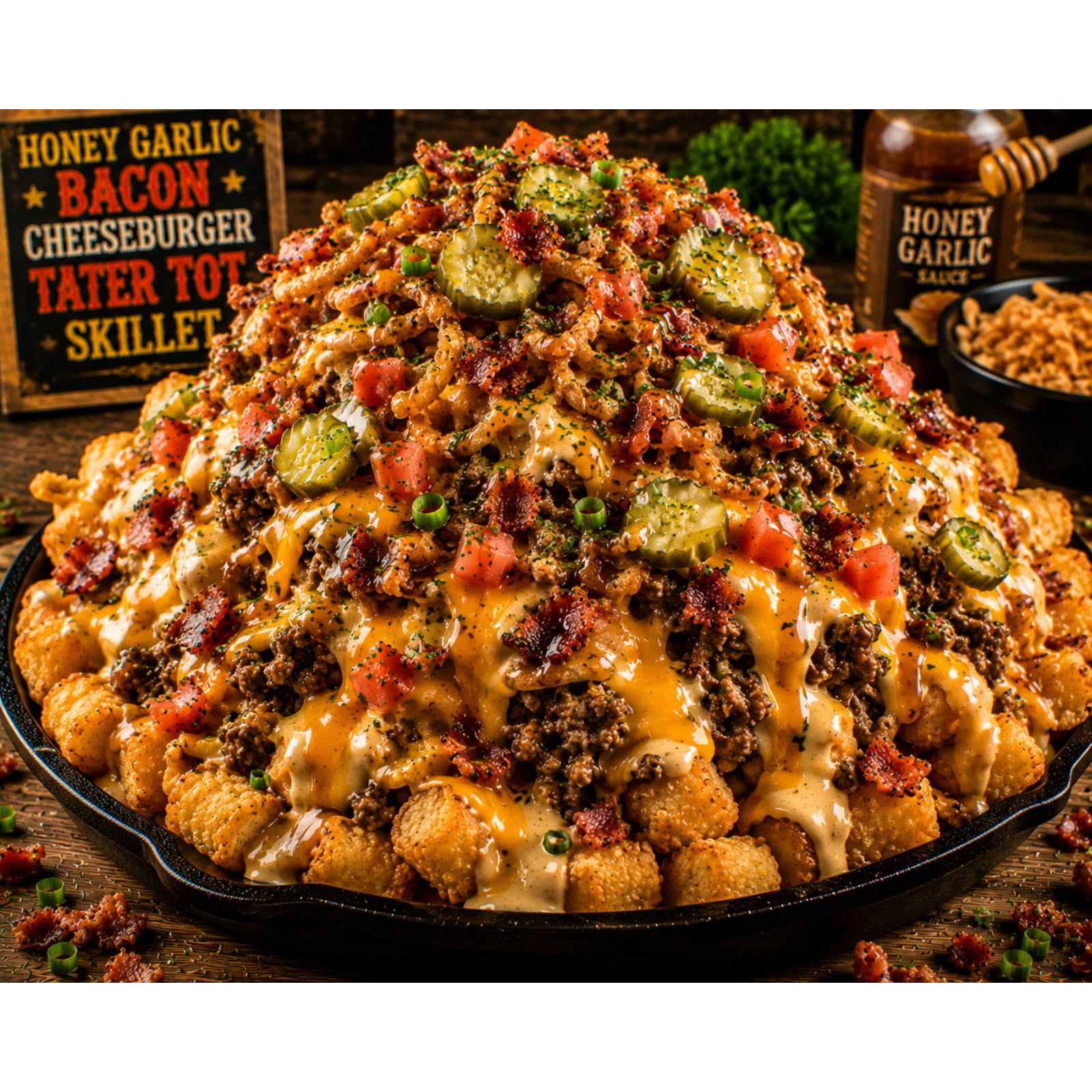 FLAVORVILLE™ HONEY GARLIC BACON CHEESEBURGER TATER TOT SKILLET