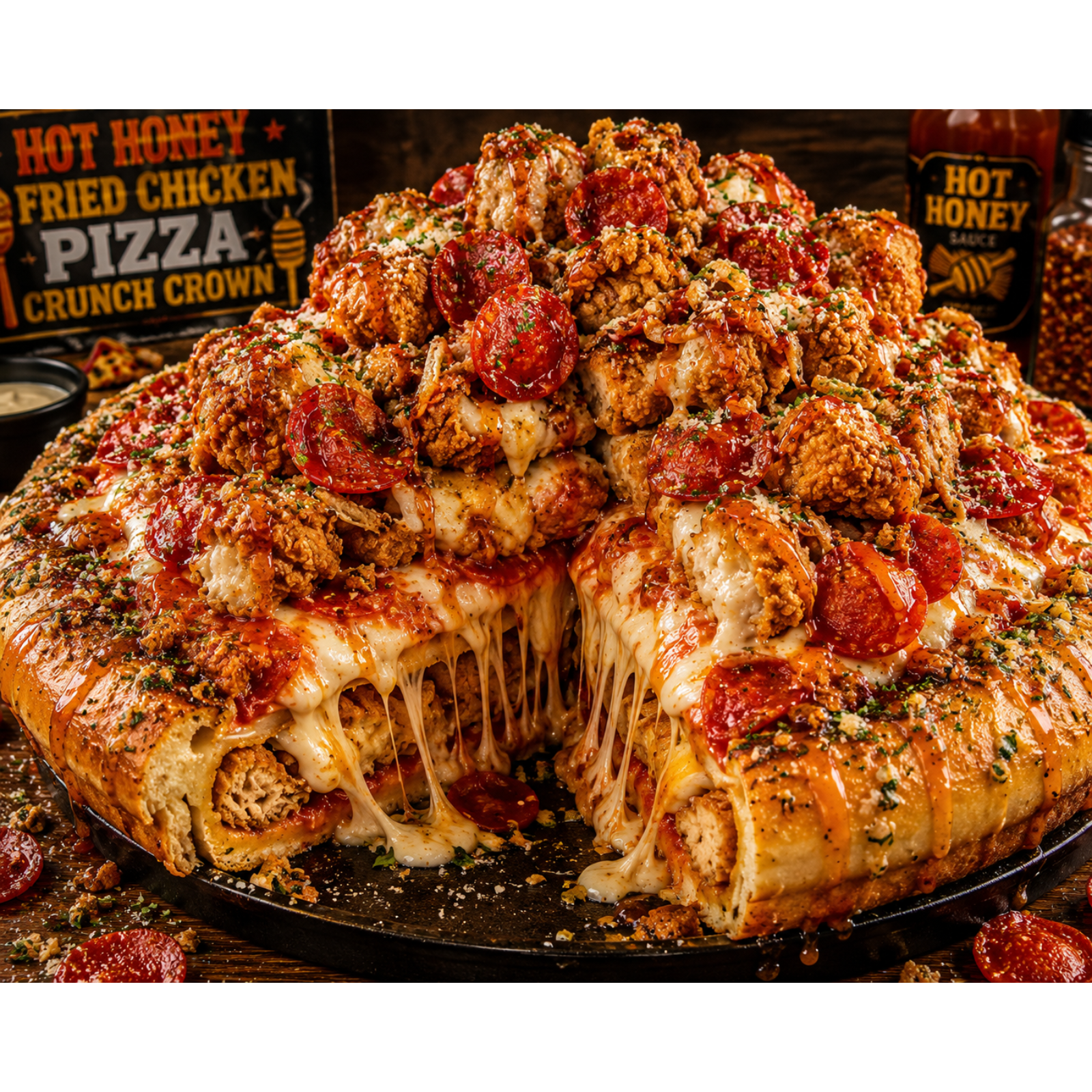 FLAVORVILLE™ HOT HONEY FRIED CHICKEN PIZZA CRUNCH CROWN