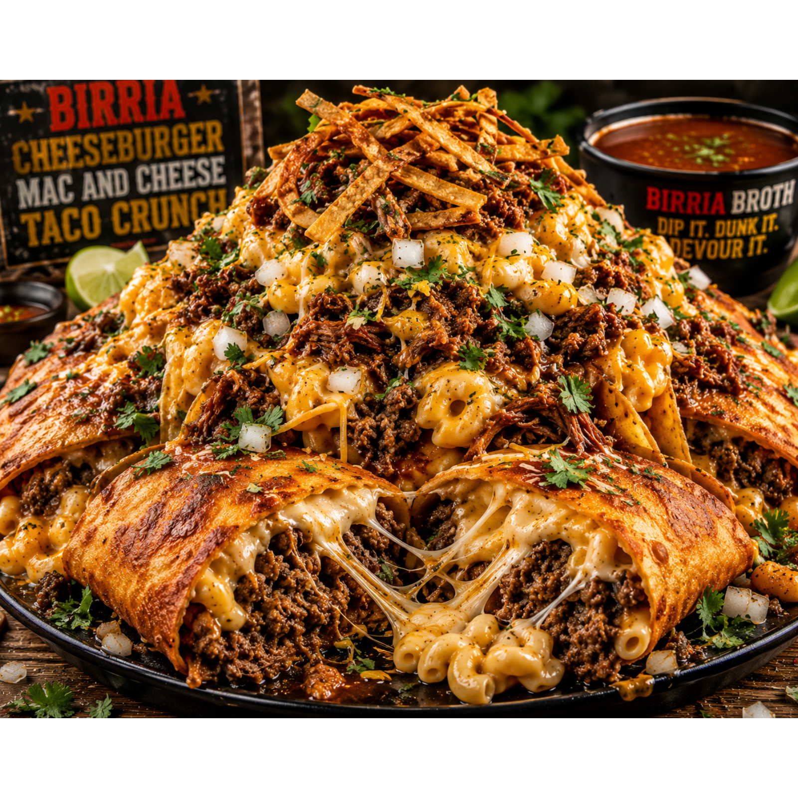 FLAVORVILLE™ BIRRIA CHEESEBURGER MAC AND CHEESE TACO CRUNCH