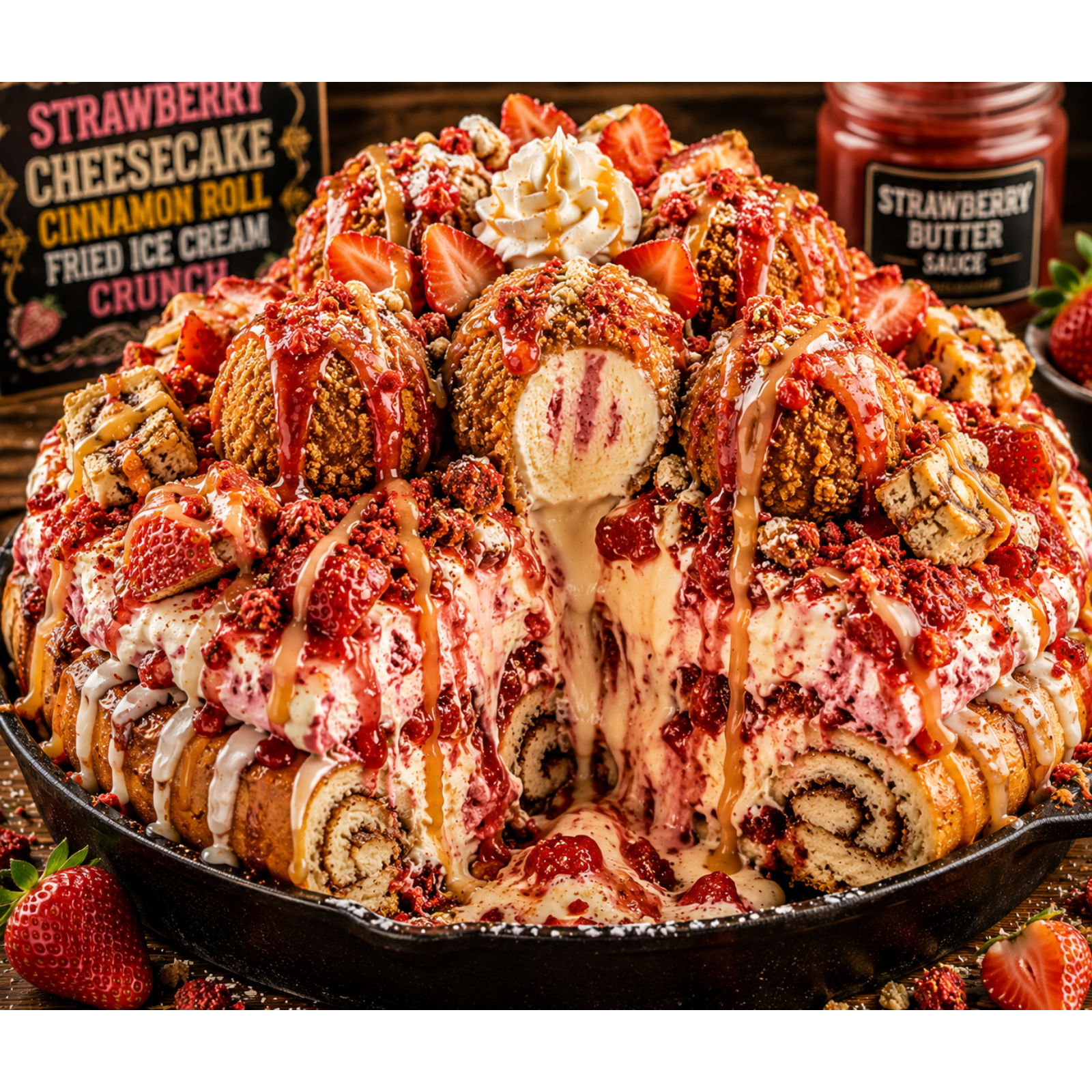 FLAVORVILLE™ STRAWBERRY CHEESECAKE CINNAMON ROLL FRIED ICE CREAM CRUNCH