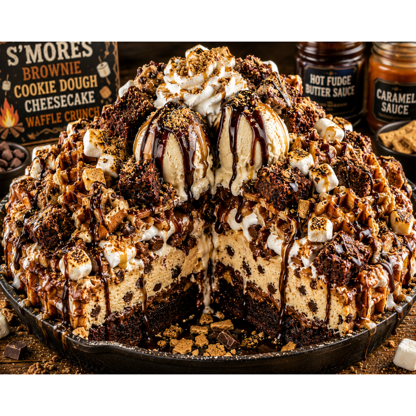 FLAVORVILLE™ S’MORES BROWNIE COOKIE DOUGH CHEESECAKE WAFFLE CRUNCH