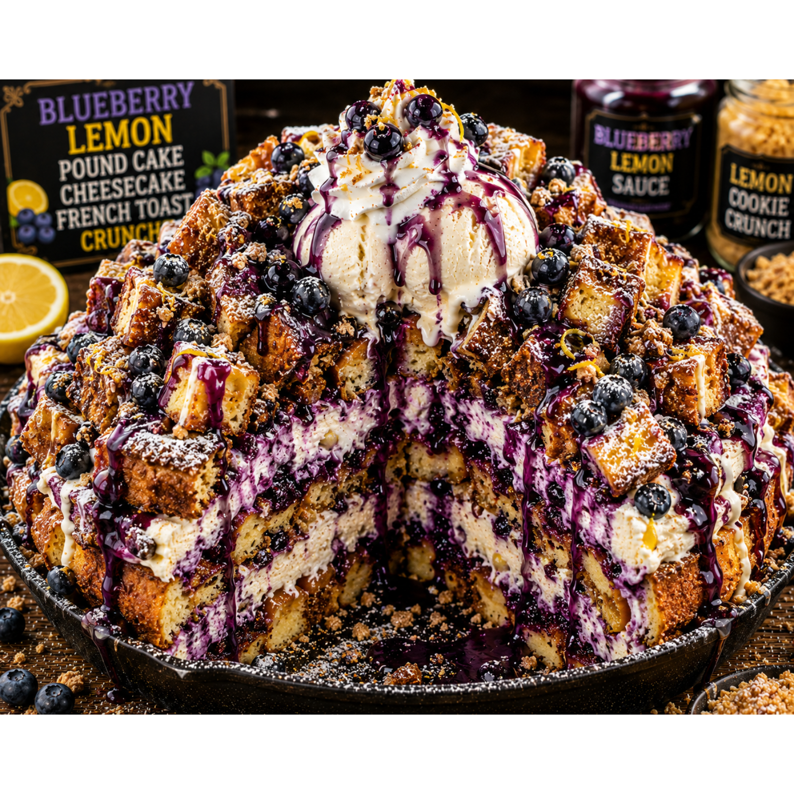 FLAVORVILLE™ BLUEBERRY LEMON POUND CAKE CHEESECAKE FRENCH TOAST CRUNCH
