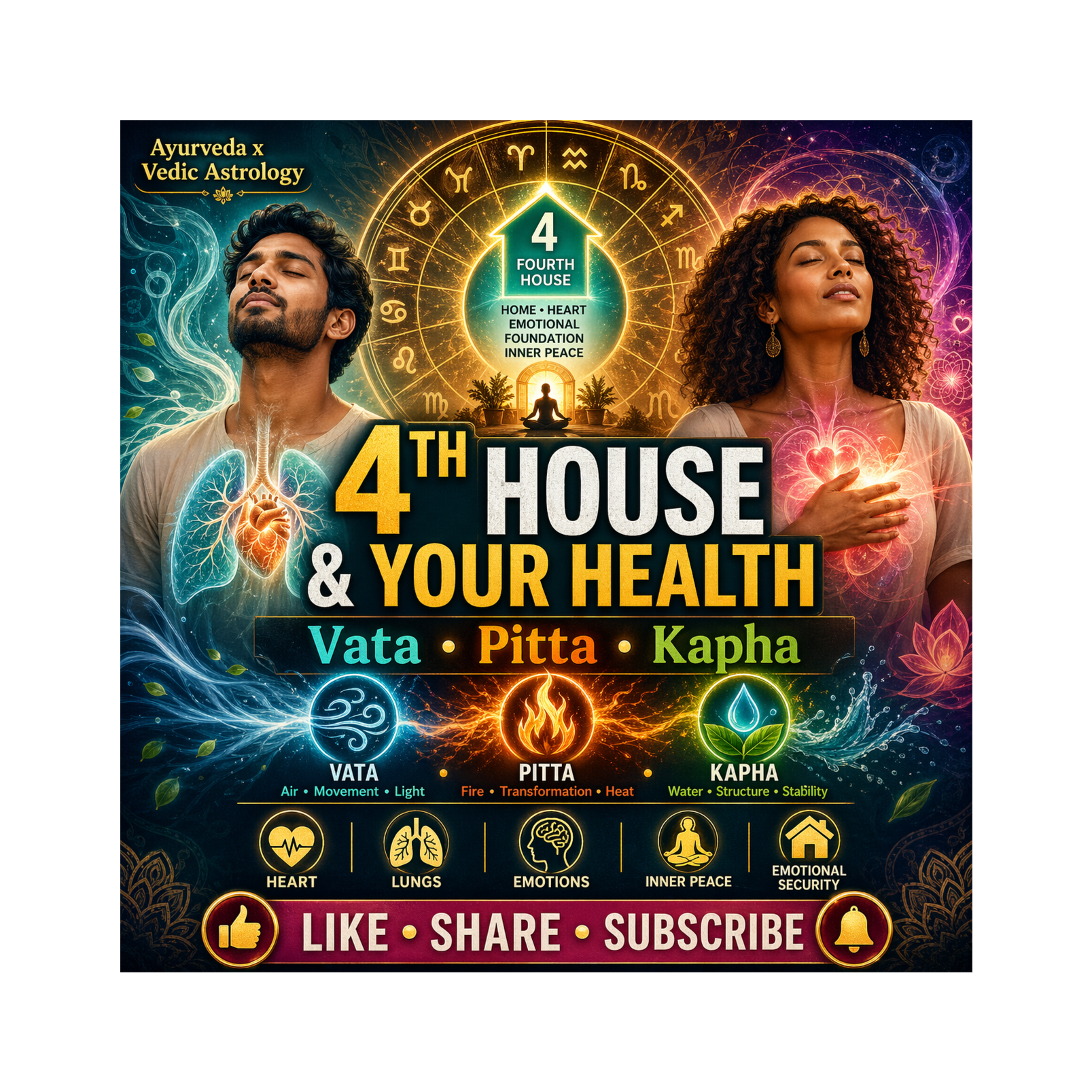 Vata, Pitta & Kapha in the 4th House: Heart, Emotions & Health in Vedic Astrology