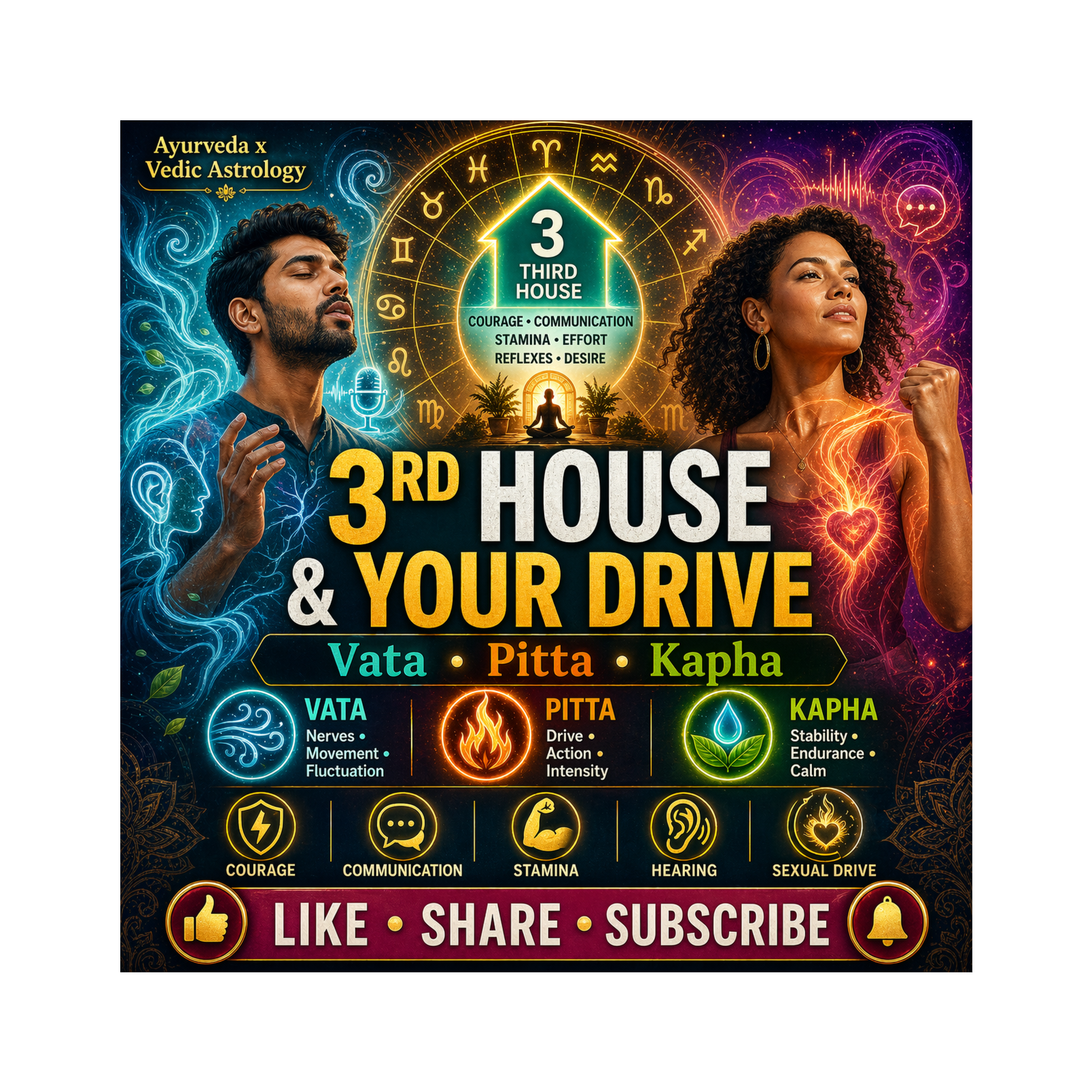 Vata, Pitta & Kapha in the 3rd House: Ayurveda Meets Vedic Astrology for Mind & Body