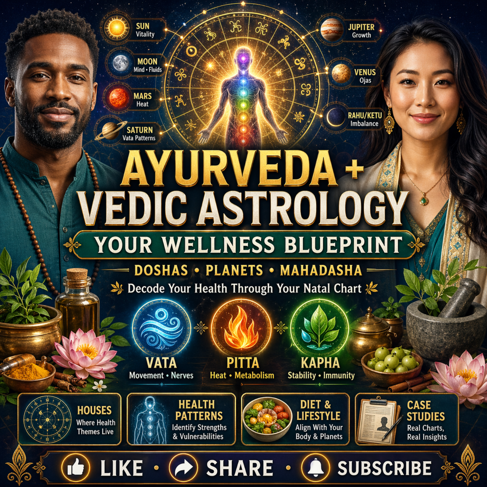 Ayurveda & Vedic Astrology: Rahu & Ketu in Vata, Pitta & Kapha Imbalance