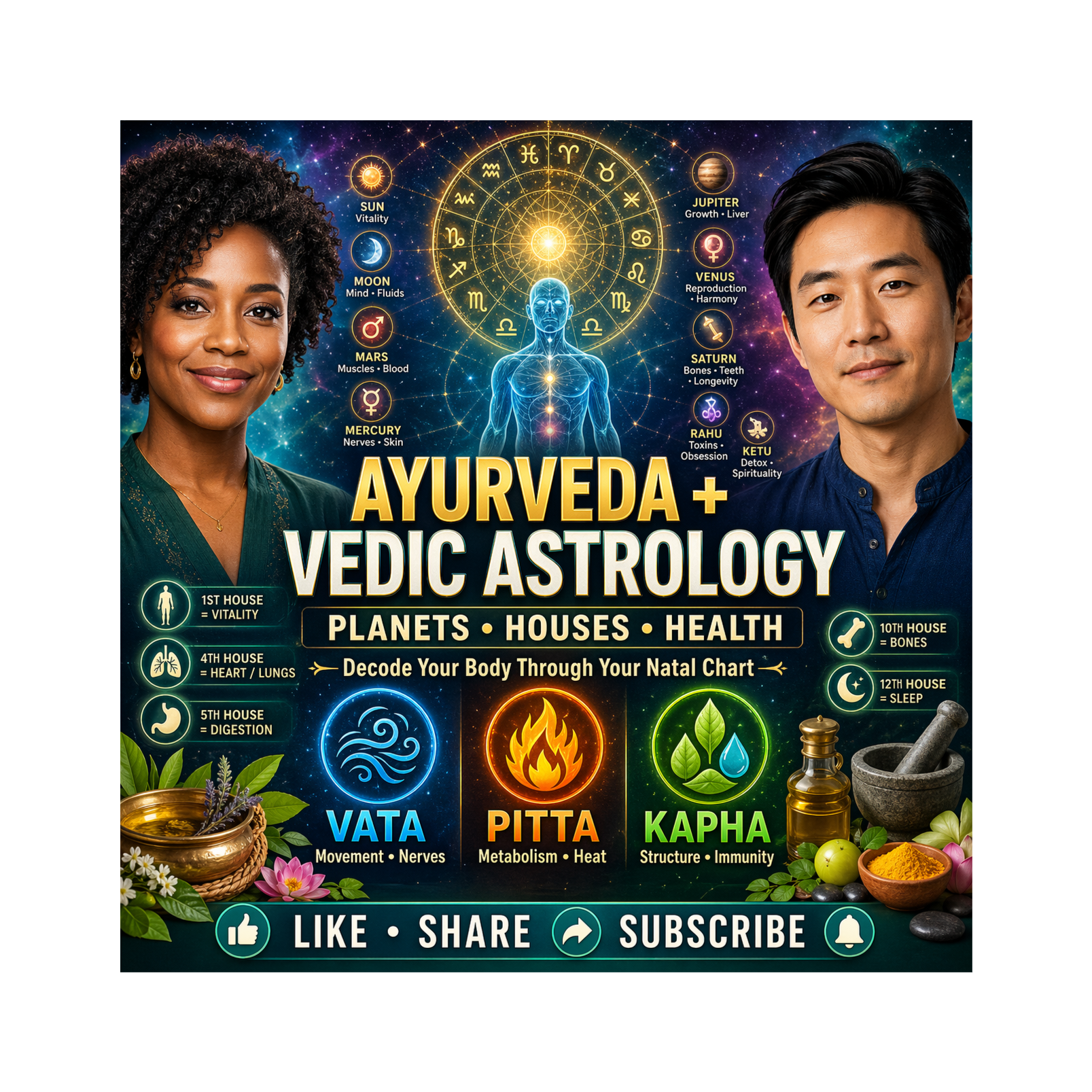 Ayurveda & Vedic Astrology: Mars, Jupiter, Mercury - Health Secrets Vata, Pitta & Kapha