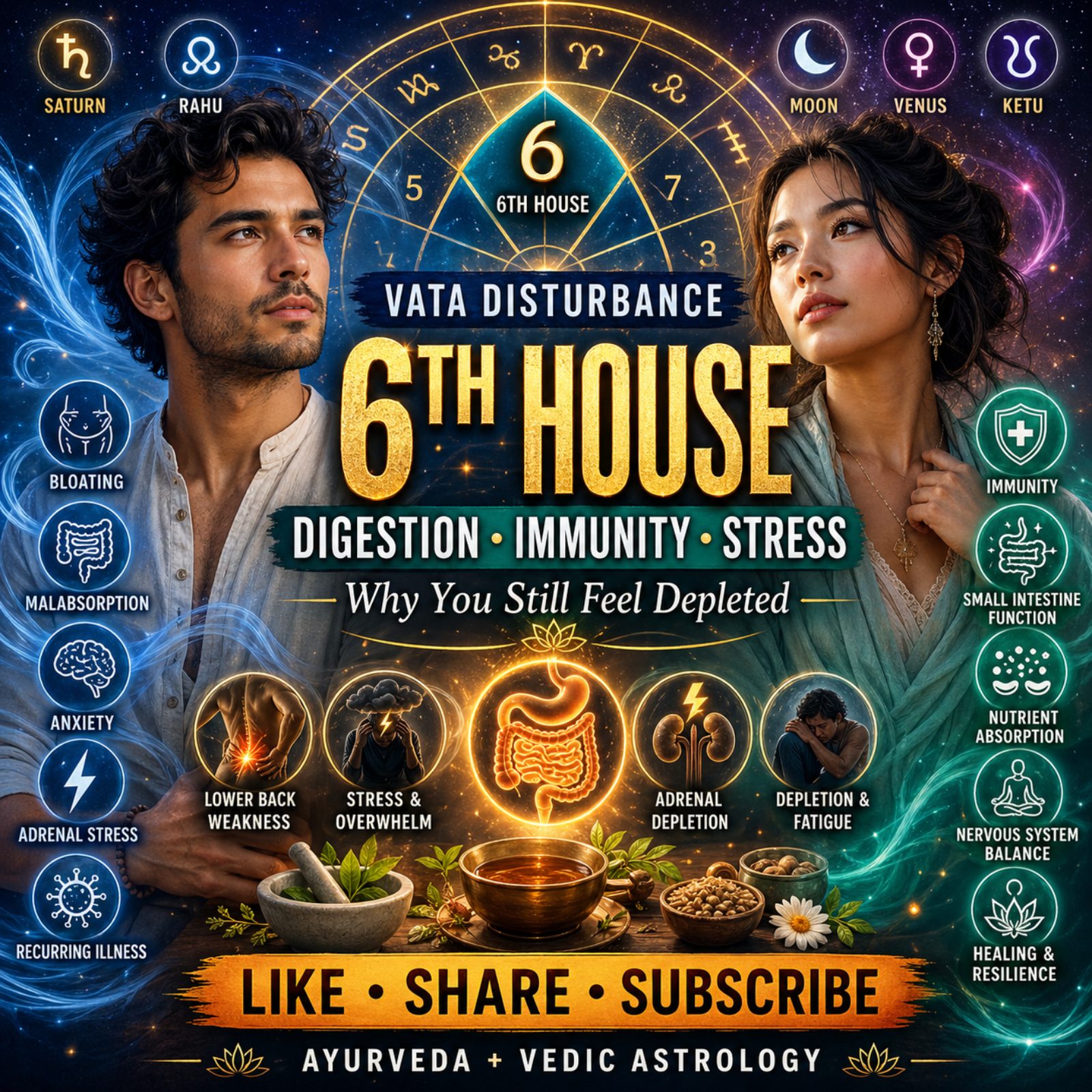Vata in the 6th House: Digestion, Immunity, Stress & Disease in Vedic Ayurveda