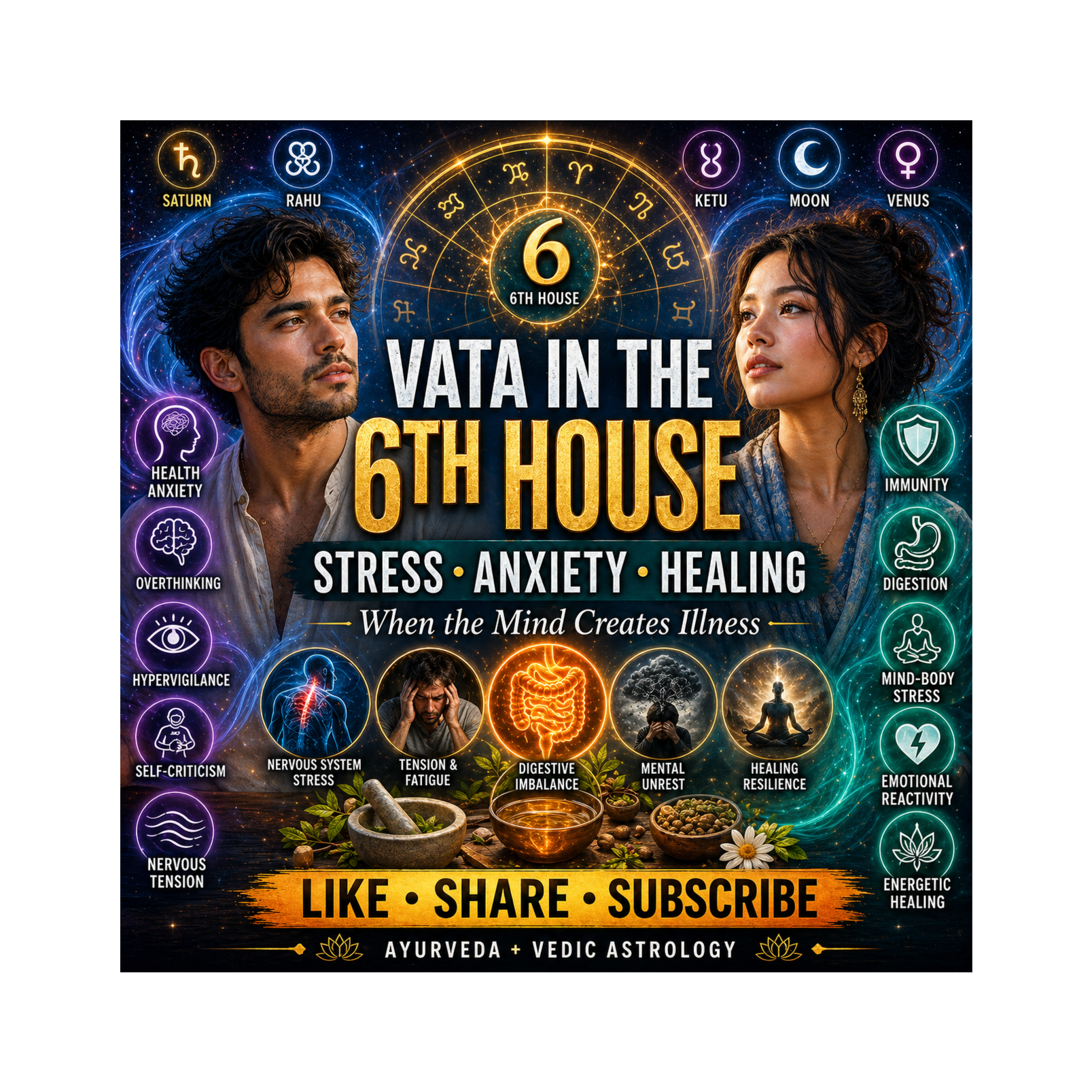 6th House Vata: Health Anxiety, Stress Loops & Healing Through Ayurveda Astrology