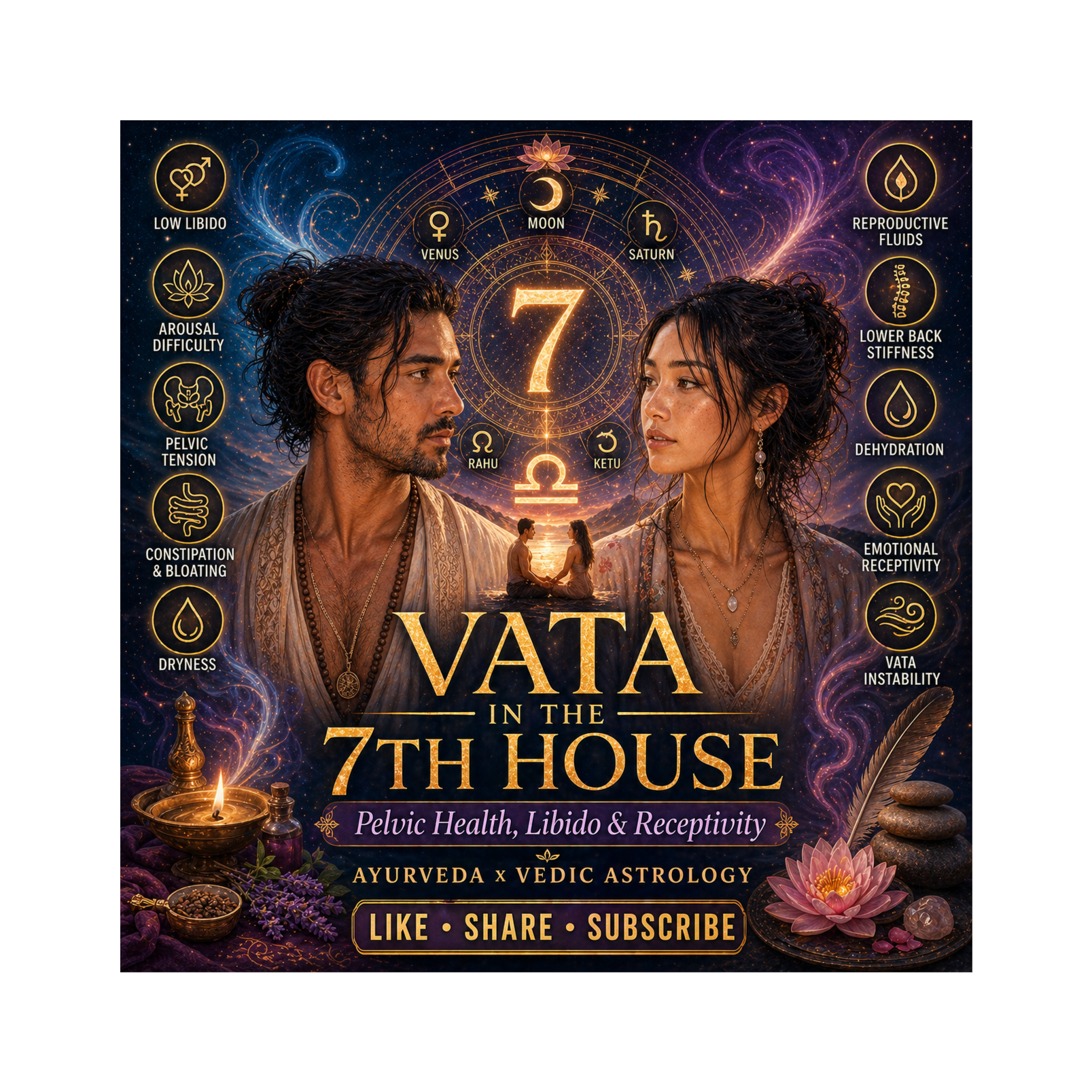 Vata in the 7th House: Pelvic Dryness, Libido Instability & Relationship Healing