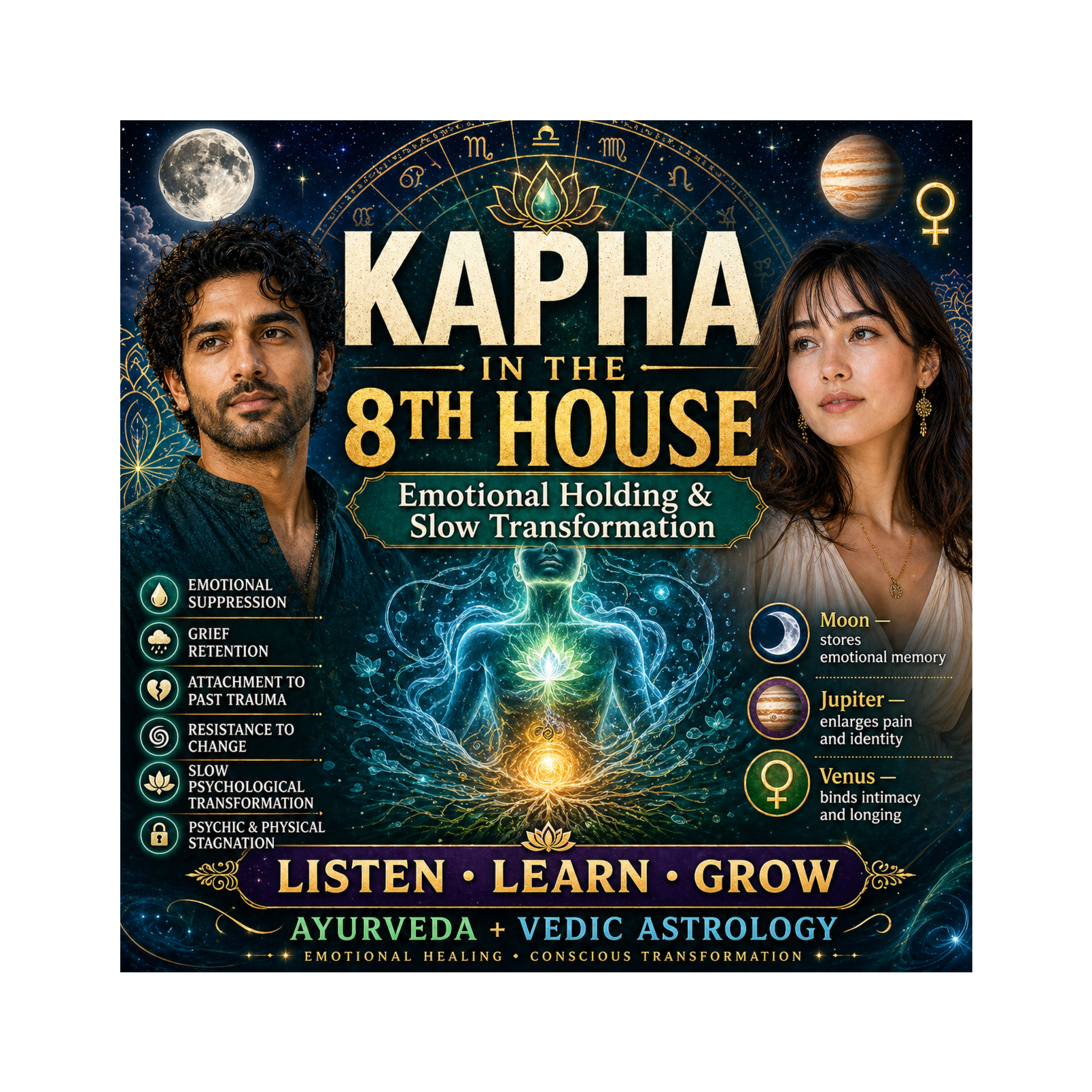 Kapha in the 8th House: Stored Grief, Emotional Stagnation & Deep Healing