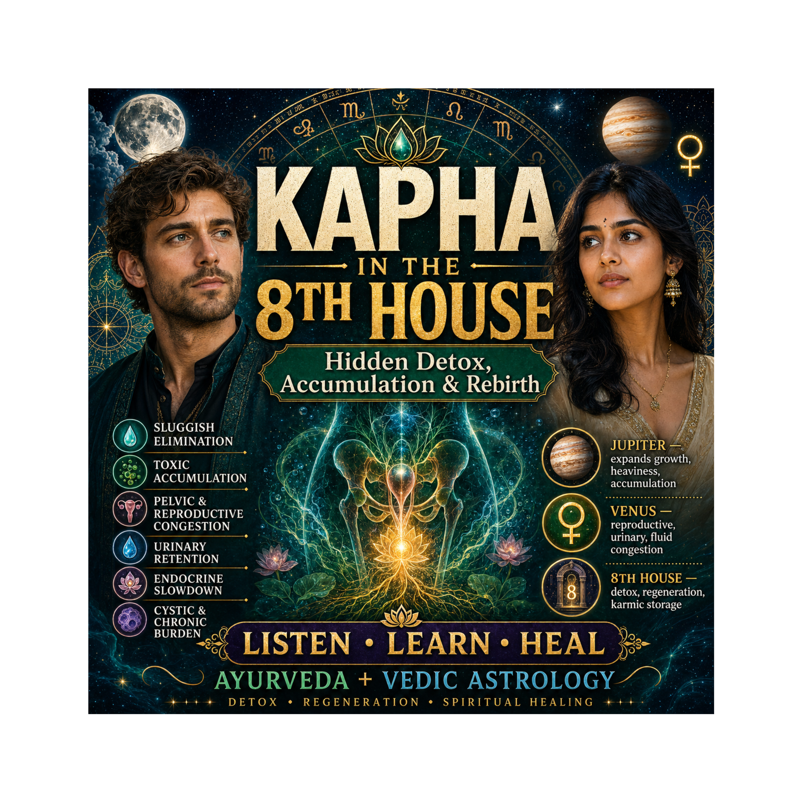 Kapha in the 8th House: Hidden Stagnation, Detox & Rebirth in Vedic Astrology
