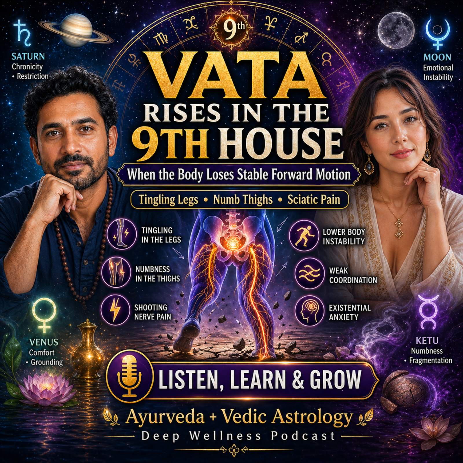 Vata in the 9th House: Sciatica, Nerve Instability & Loss of Direction