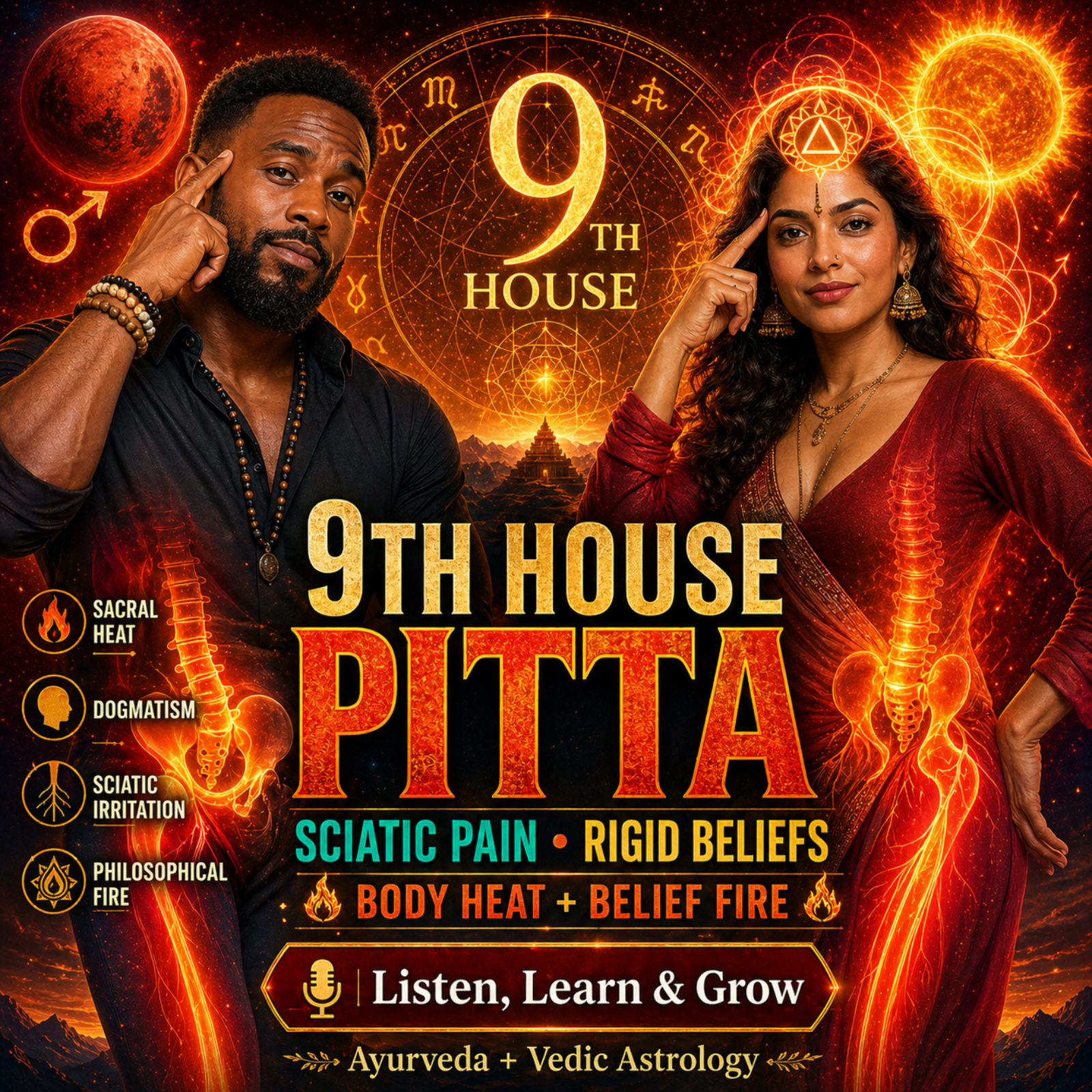 Pitta in the 9th House: Sciatic Inflammation, Dogma & Fire of Conviction