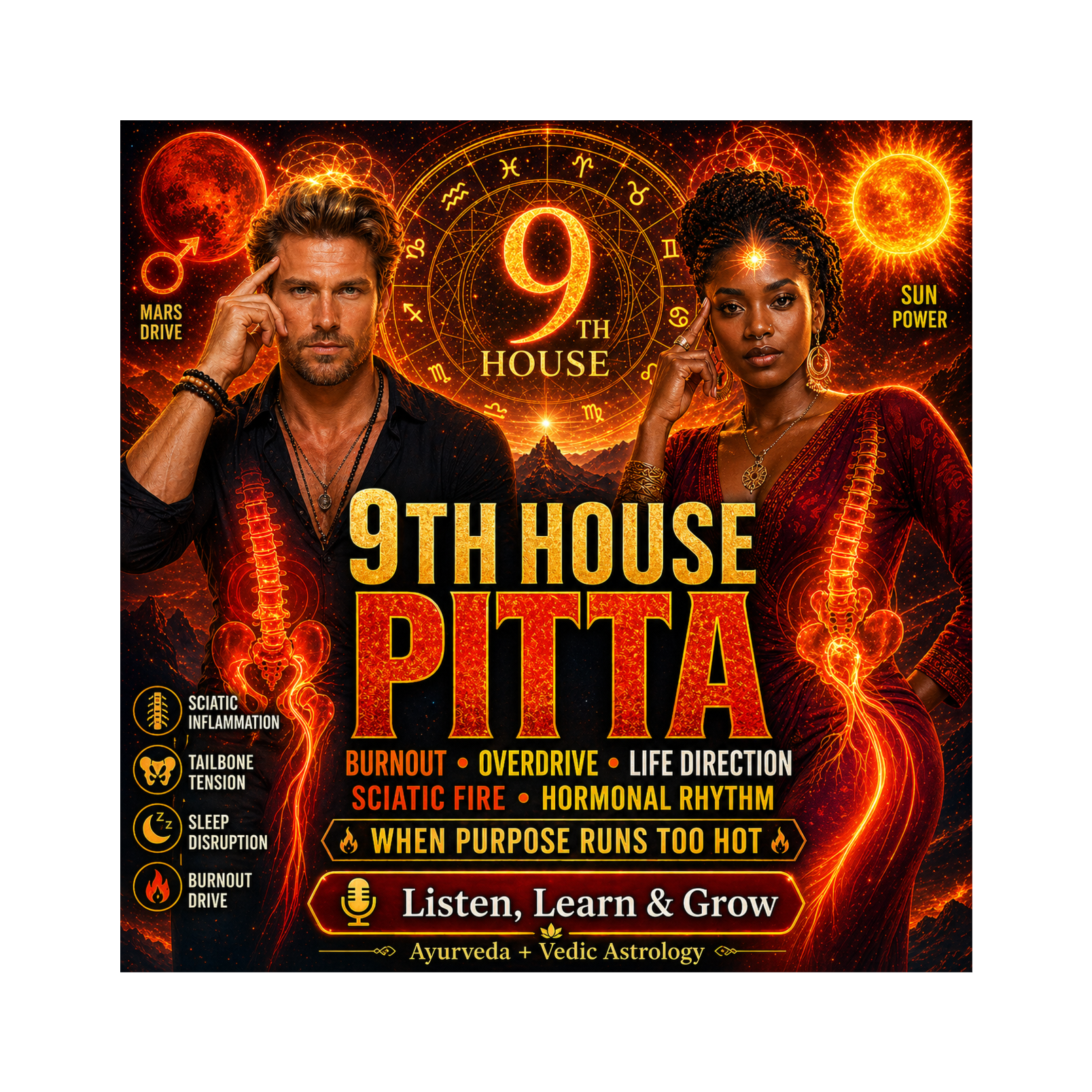 9th House Pitta: Burnout, Sciatica, Hormonal Overdrive & Overheated Purpose