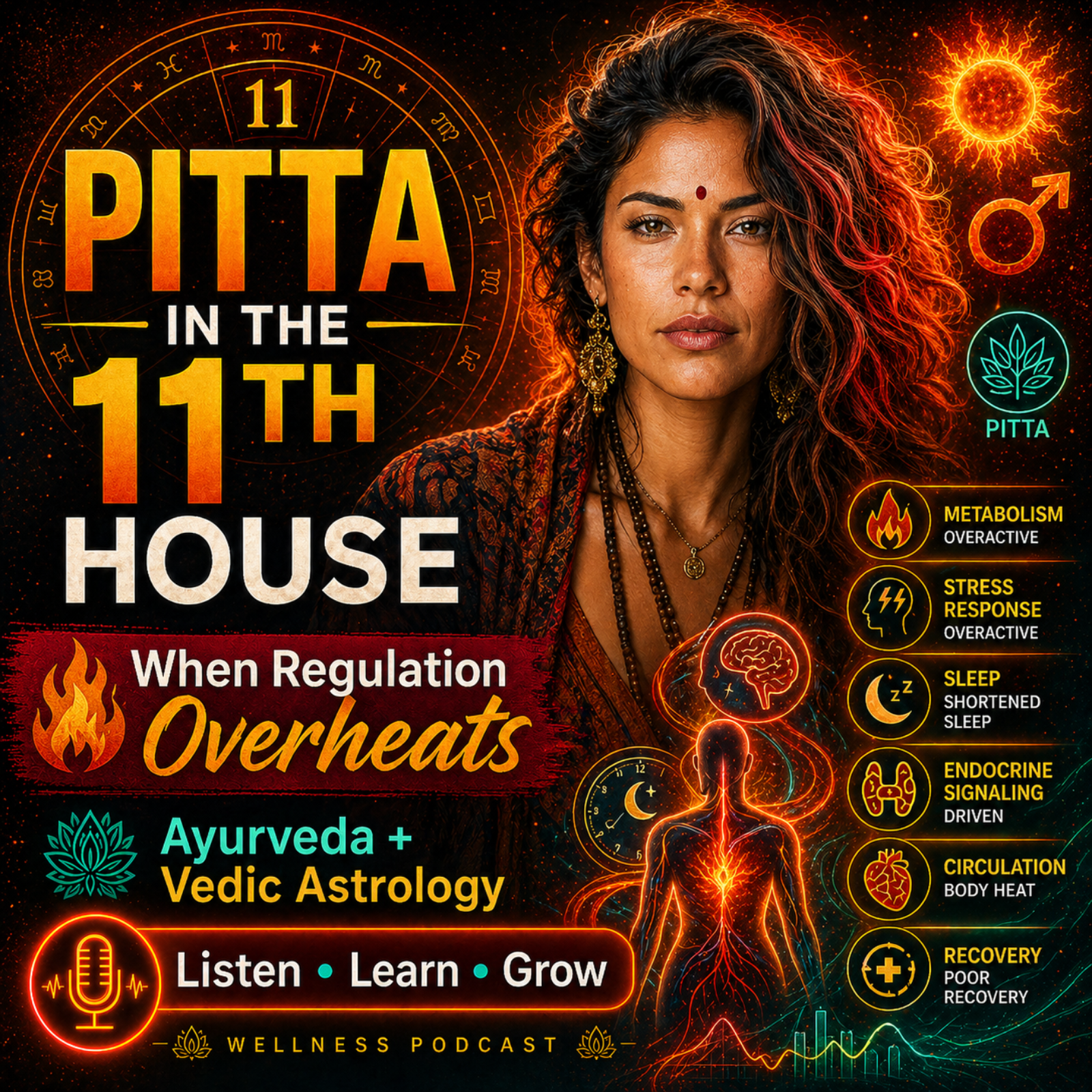 Pitta in the 11th House: Endocrine Overdrive, Stress Heat & Vedic Healing